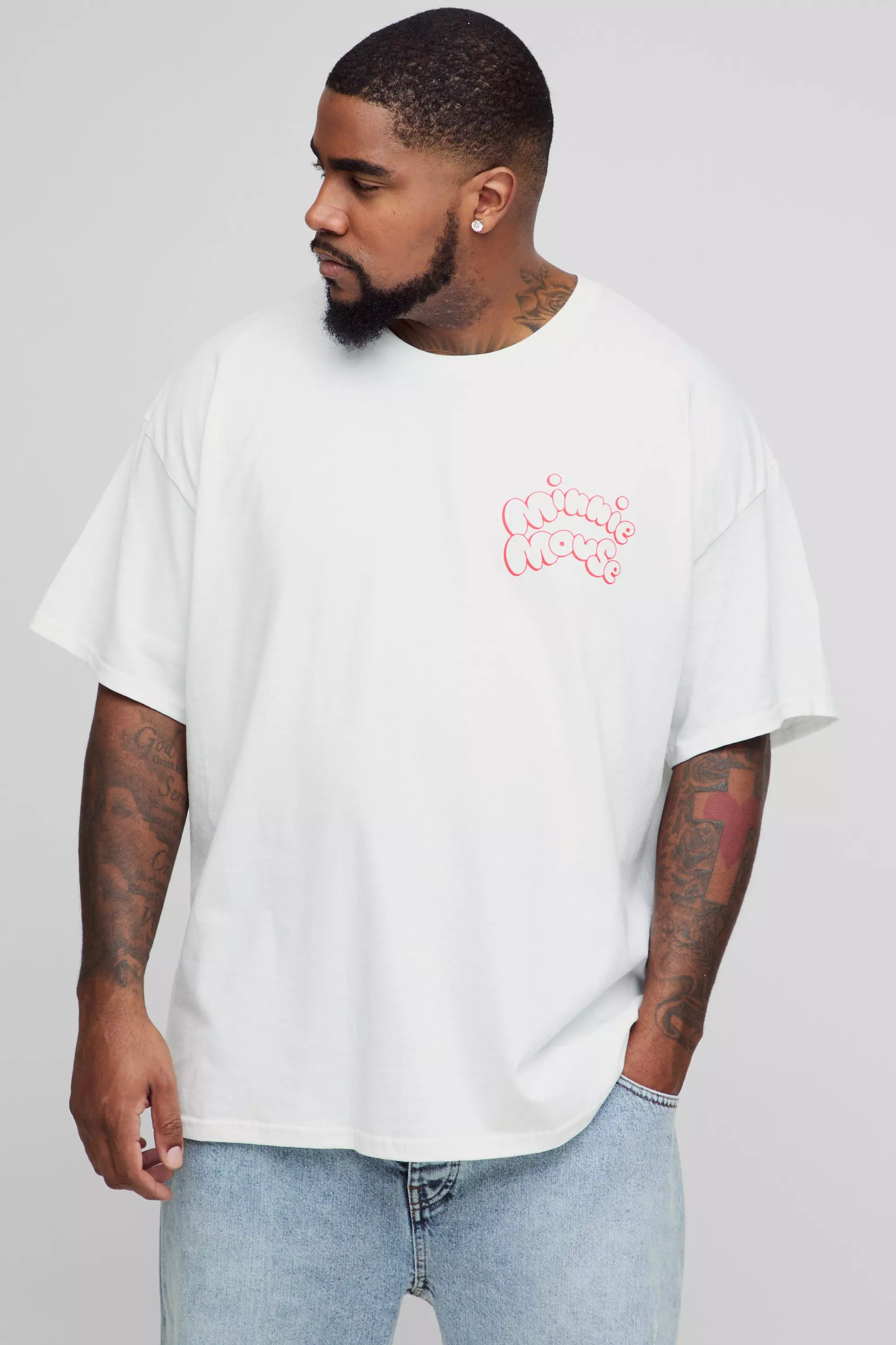 Plus Oversized Disney Minnie Mouse License Print T Shirt boohooMAN UK