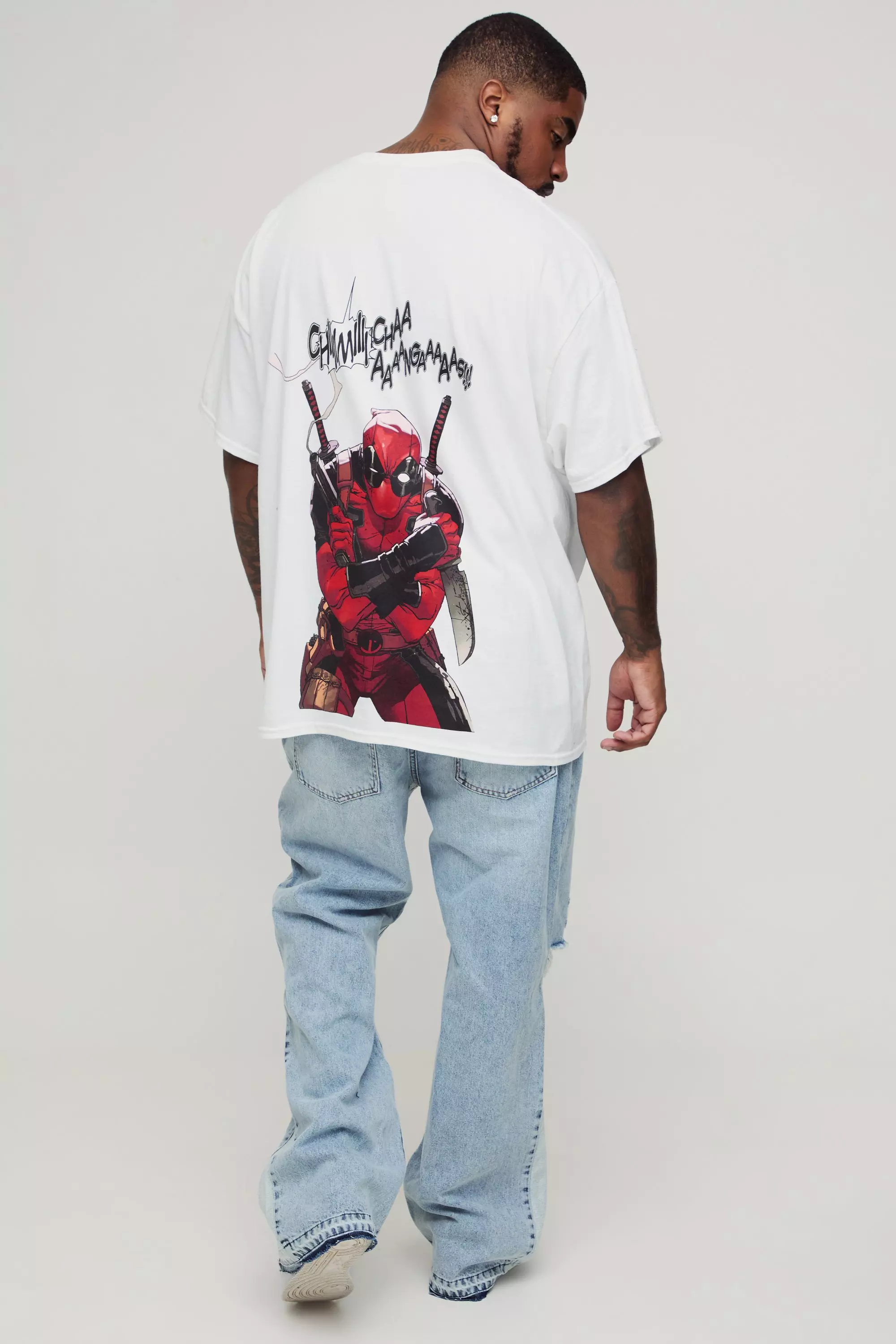 Grande taille - T-shirt oversize imprimé Deadpool, White autre image