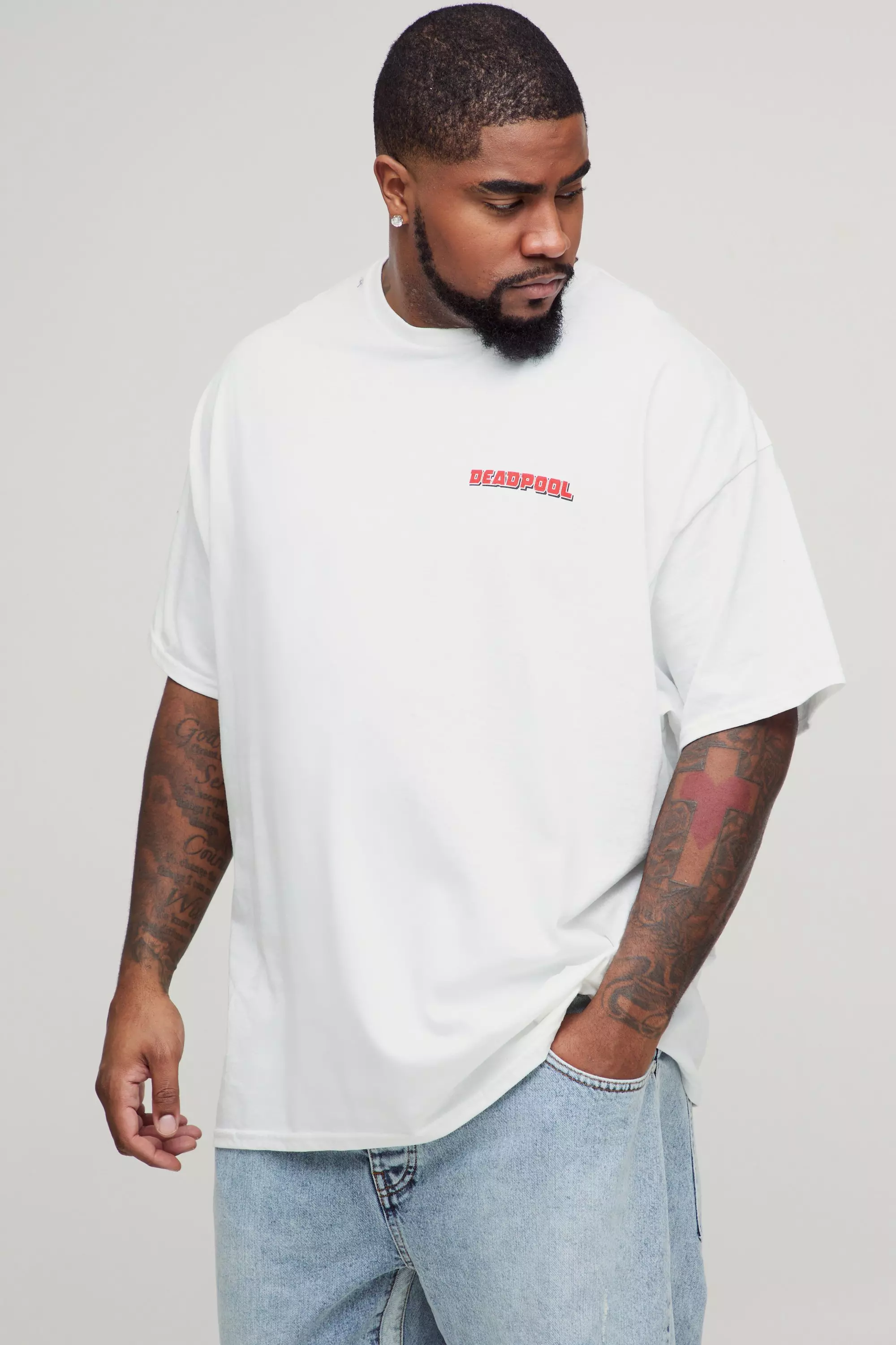 Grande taille - T-shirt oversize imprimé Deadpool, White autre image