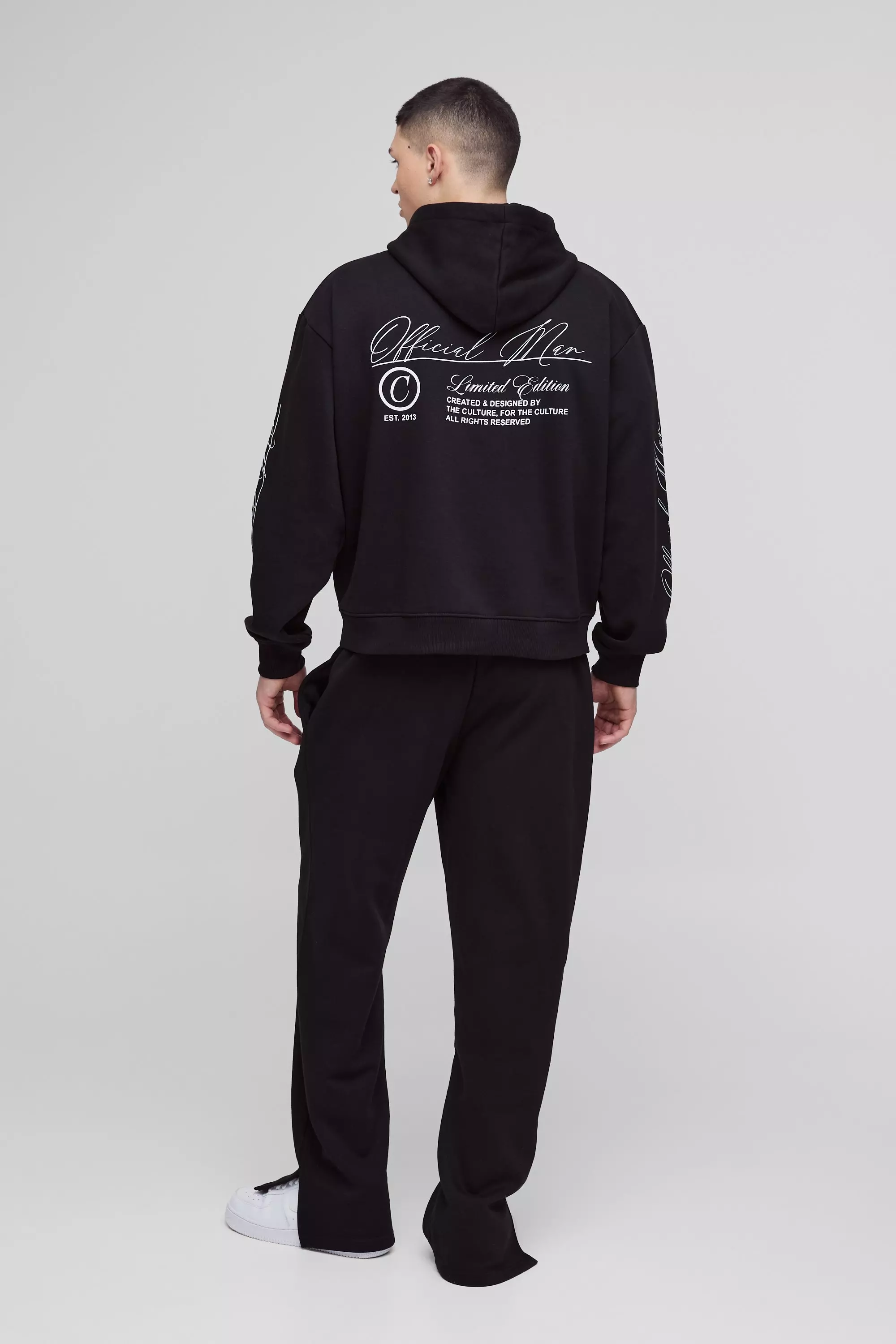 Black Oversized Boxy Official Man Zip Hooded Tracksuit alternative image