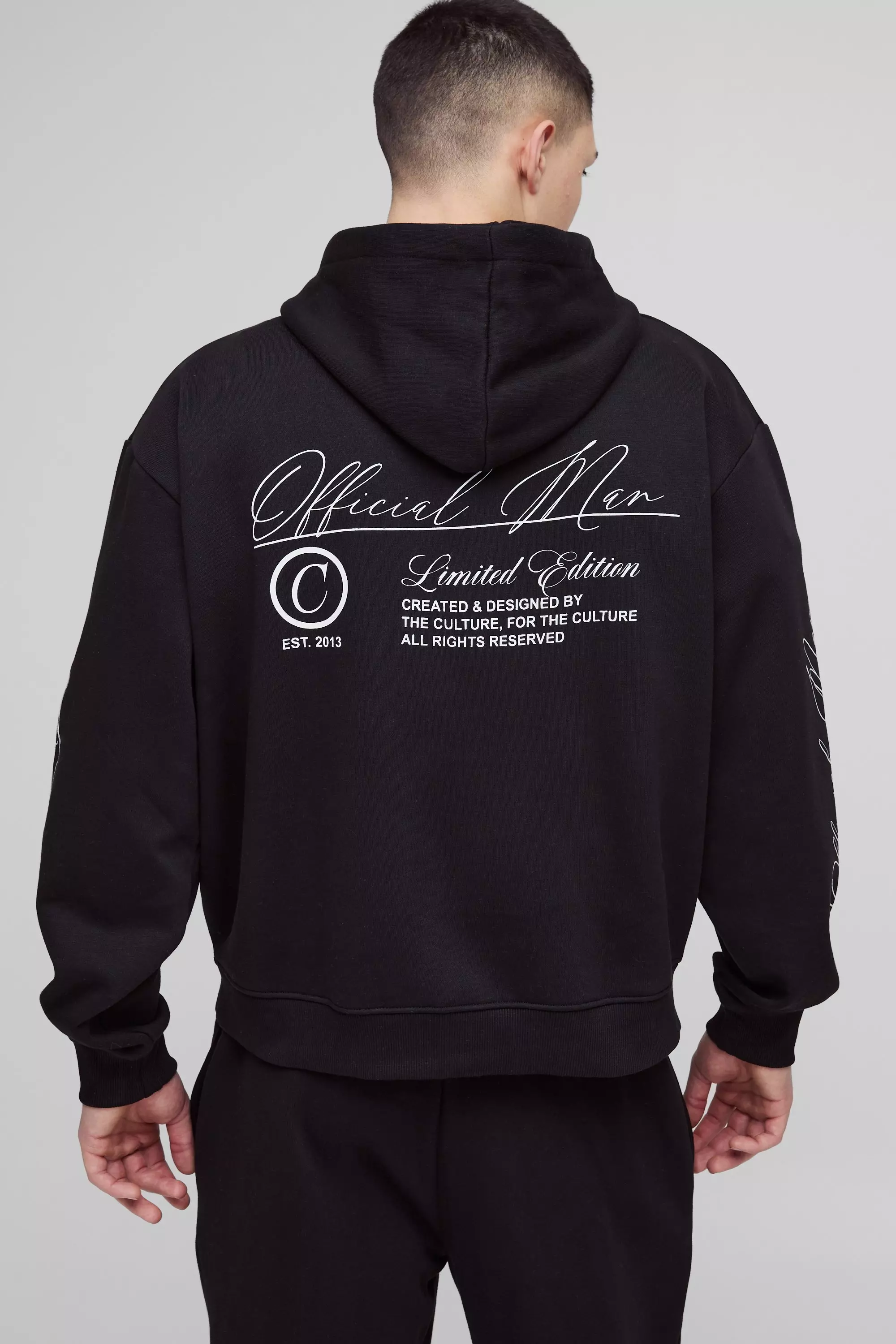 Black Oversized Boxy Official Man Zip Hooded Tracksuit alternative image
