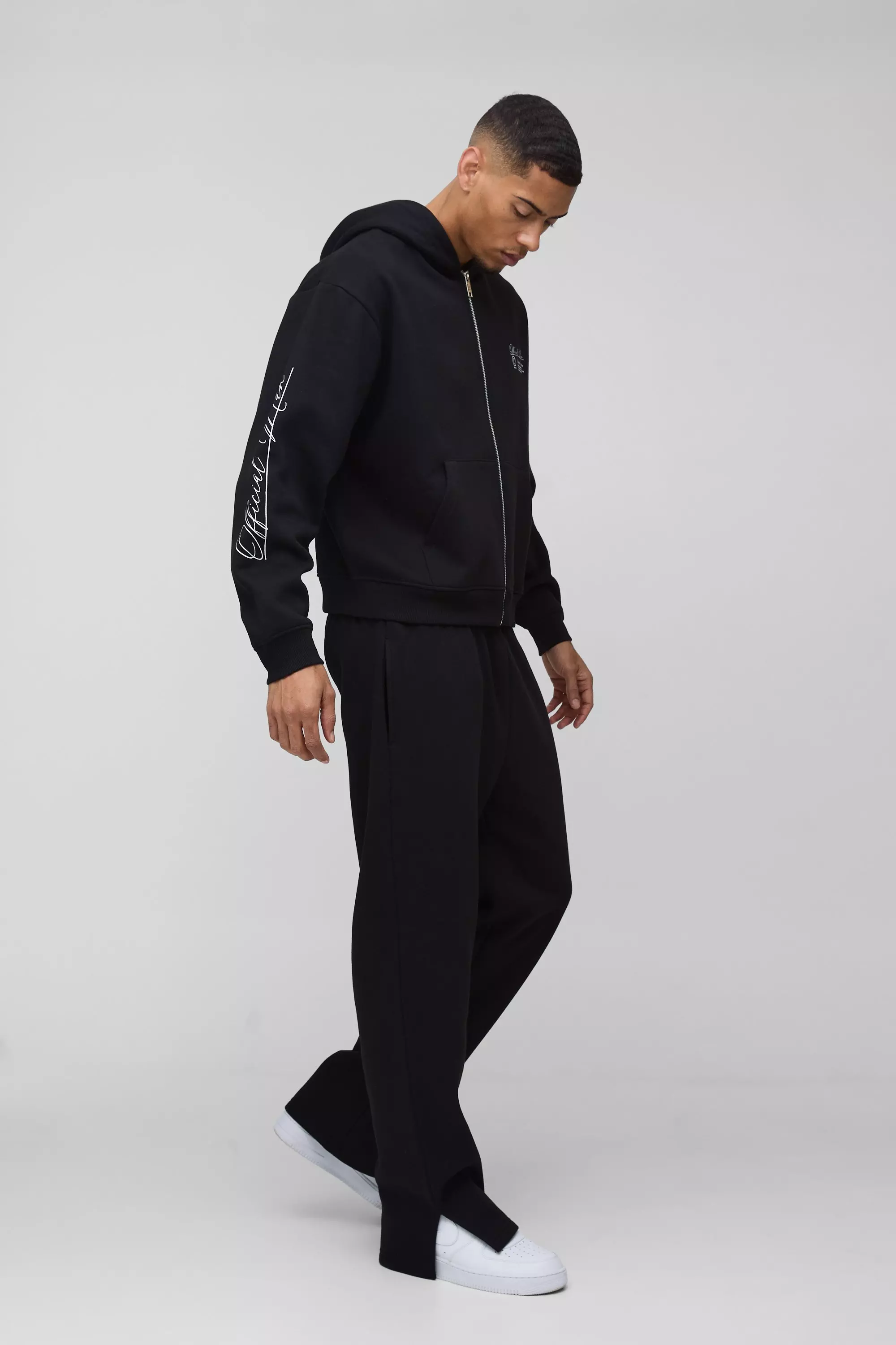 Black Oversized Boxy Official Man Zip Hooded Tracksuit alternative image