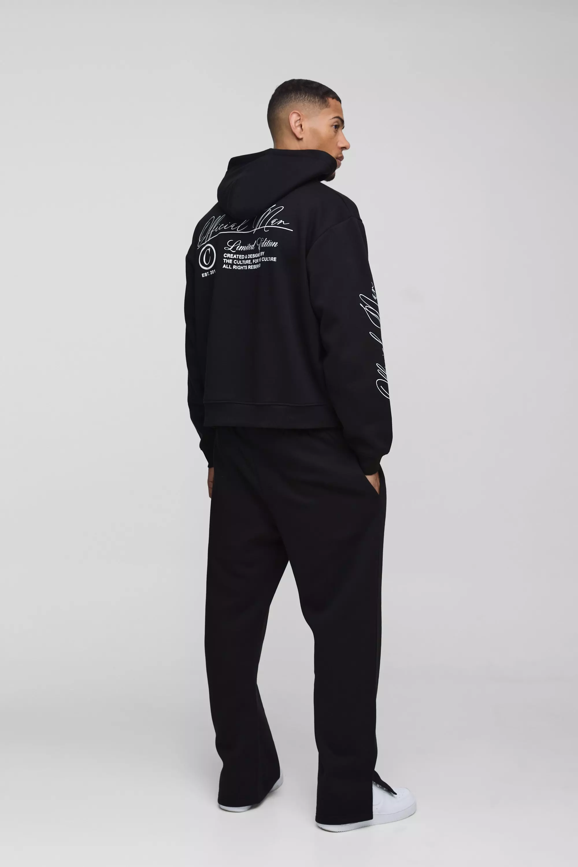Black Oversized Boxy Official Man Zip Hooded Tracksuit alternative image