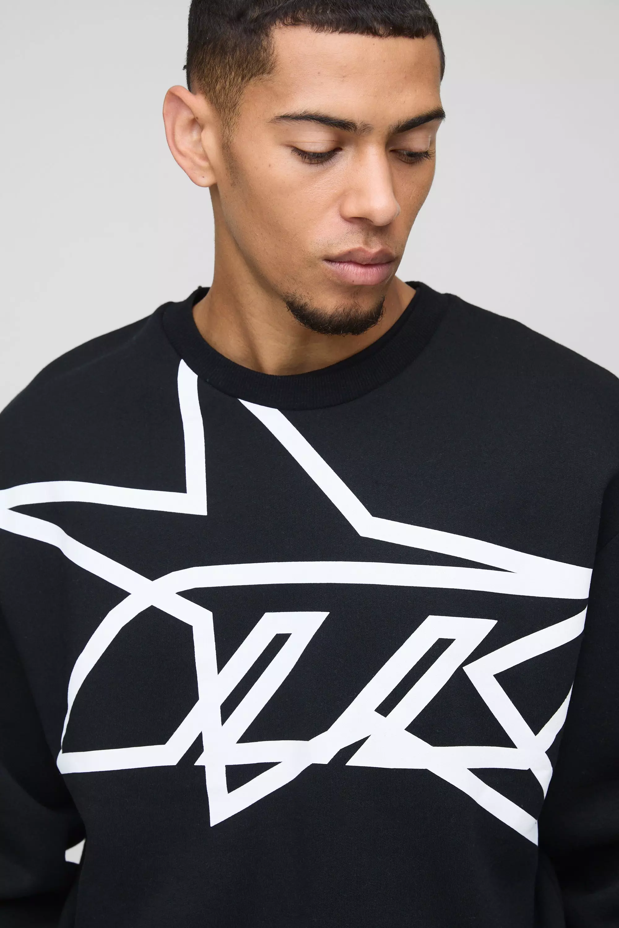 Sweat oversize à imprimé étoiles, Black autre image