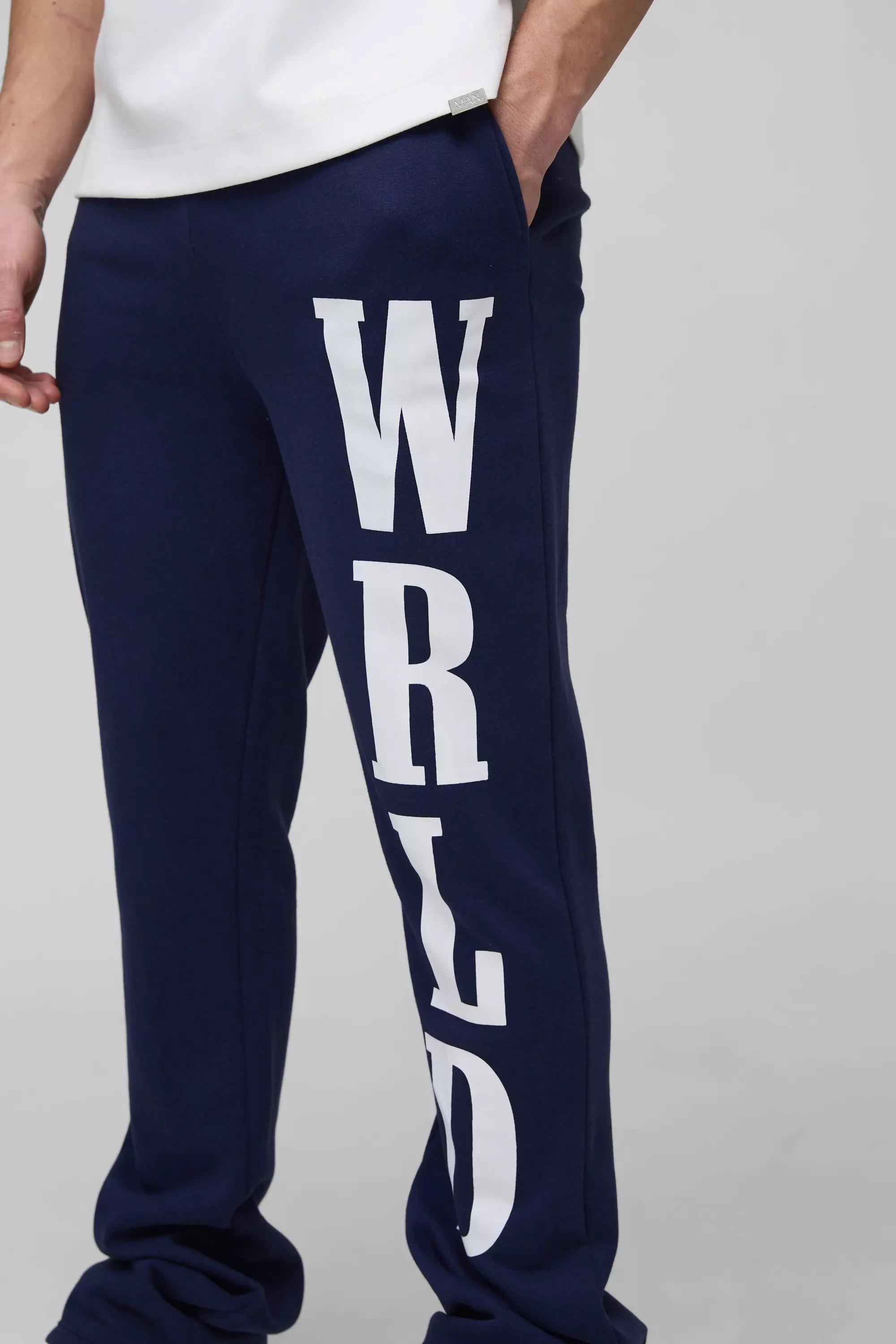 Tall Slim-Fit Jogginghose mit Worldwide-Print, Navy alternatives Bild