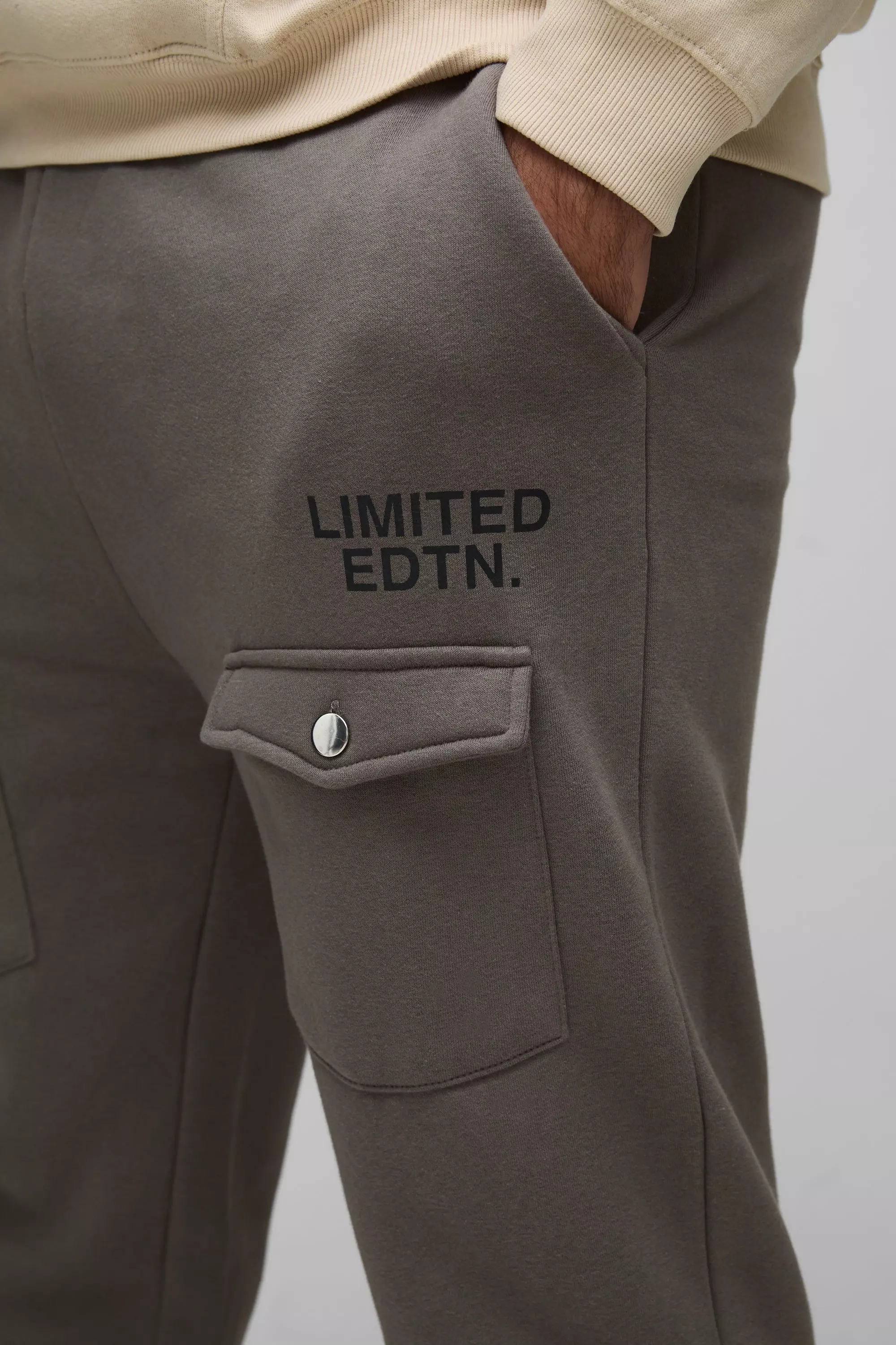 Charcoal Plus Limited Slim Flare Cargo Gusset Joggers alternative image