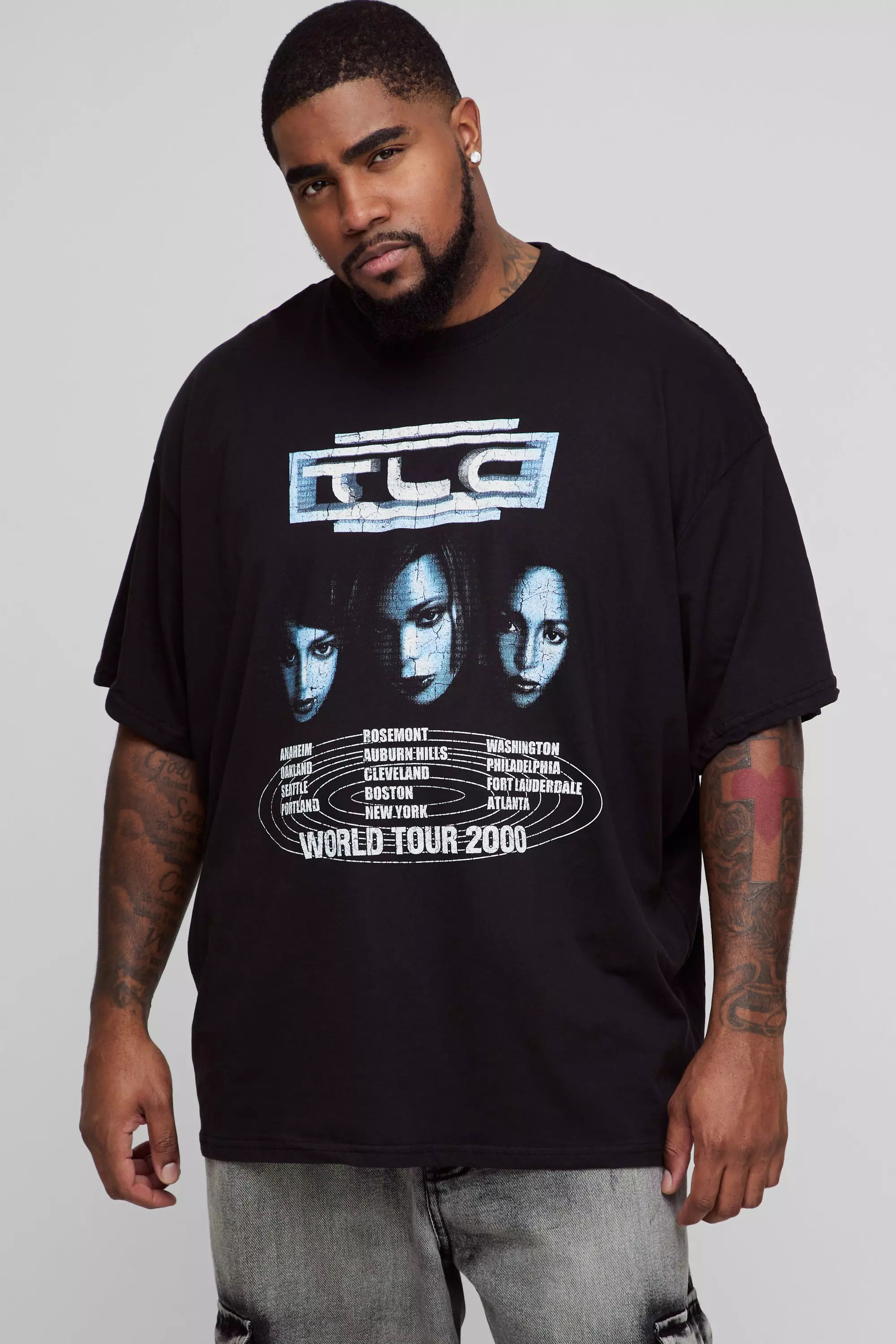 Plus Oversized TLC License Print T-Shirt Black