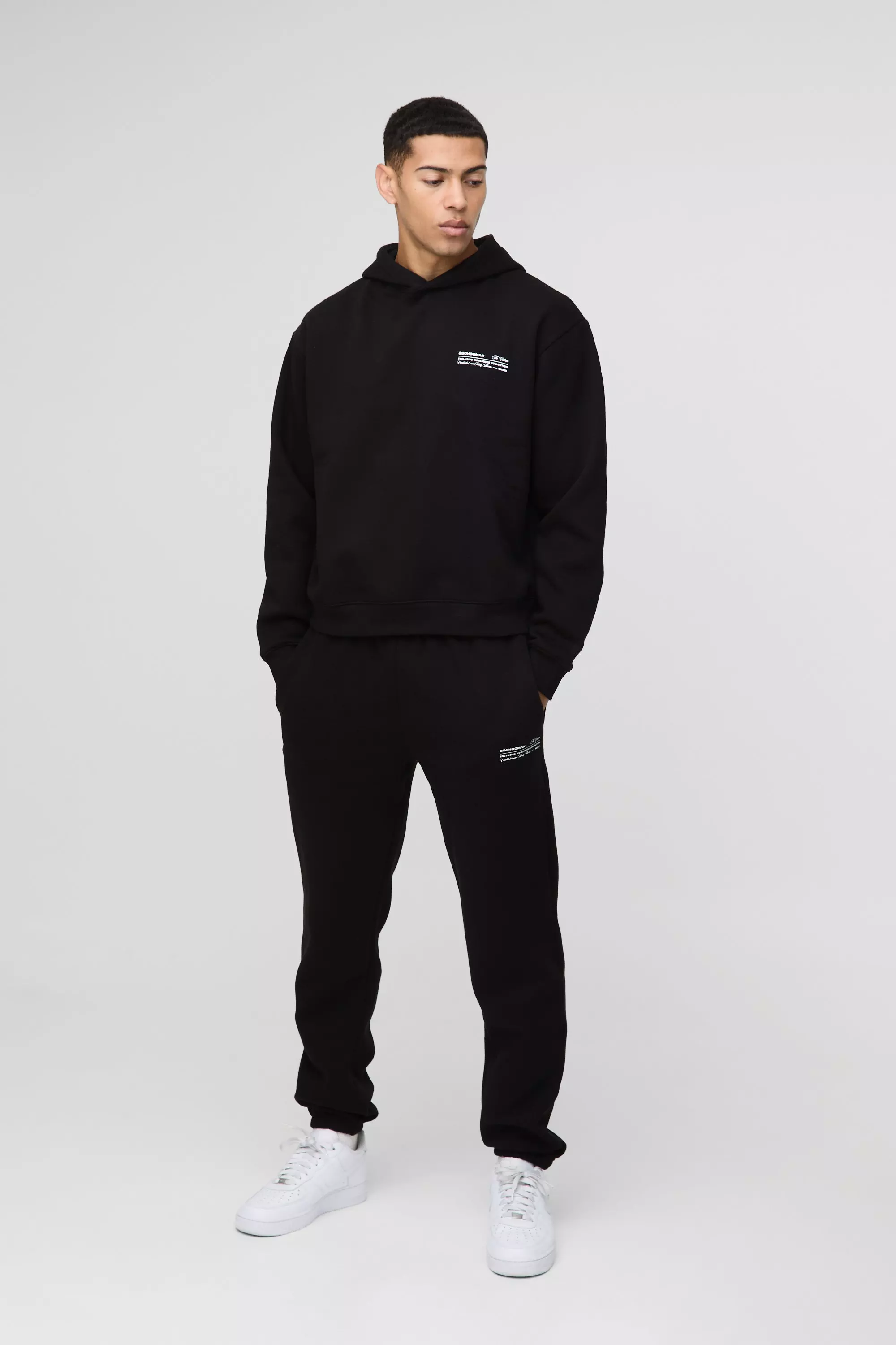 Black Oversized Boxy Man Hooded Tracksuit alternative image