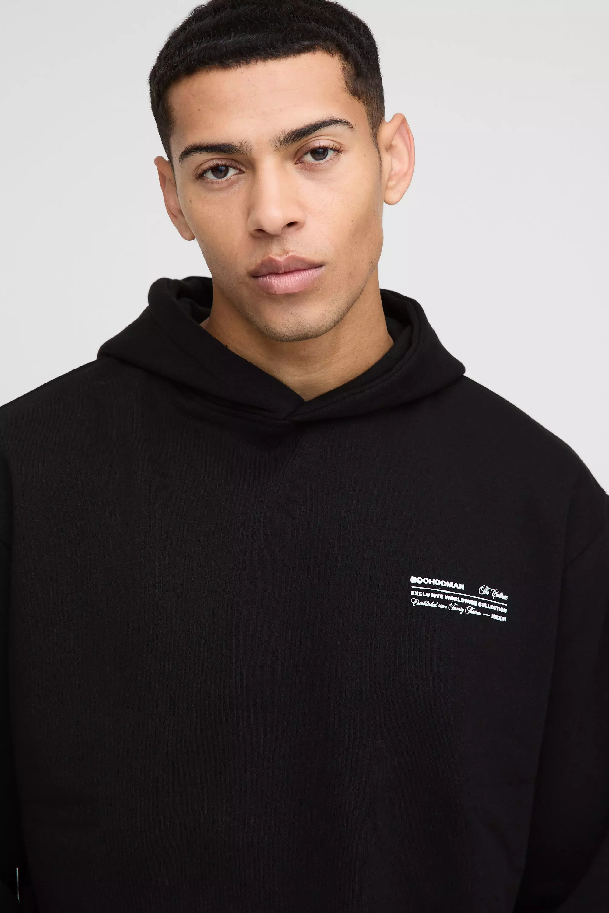 Black Oversized Boxy Man Hooded Tracksuit alternative image