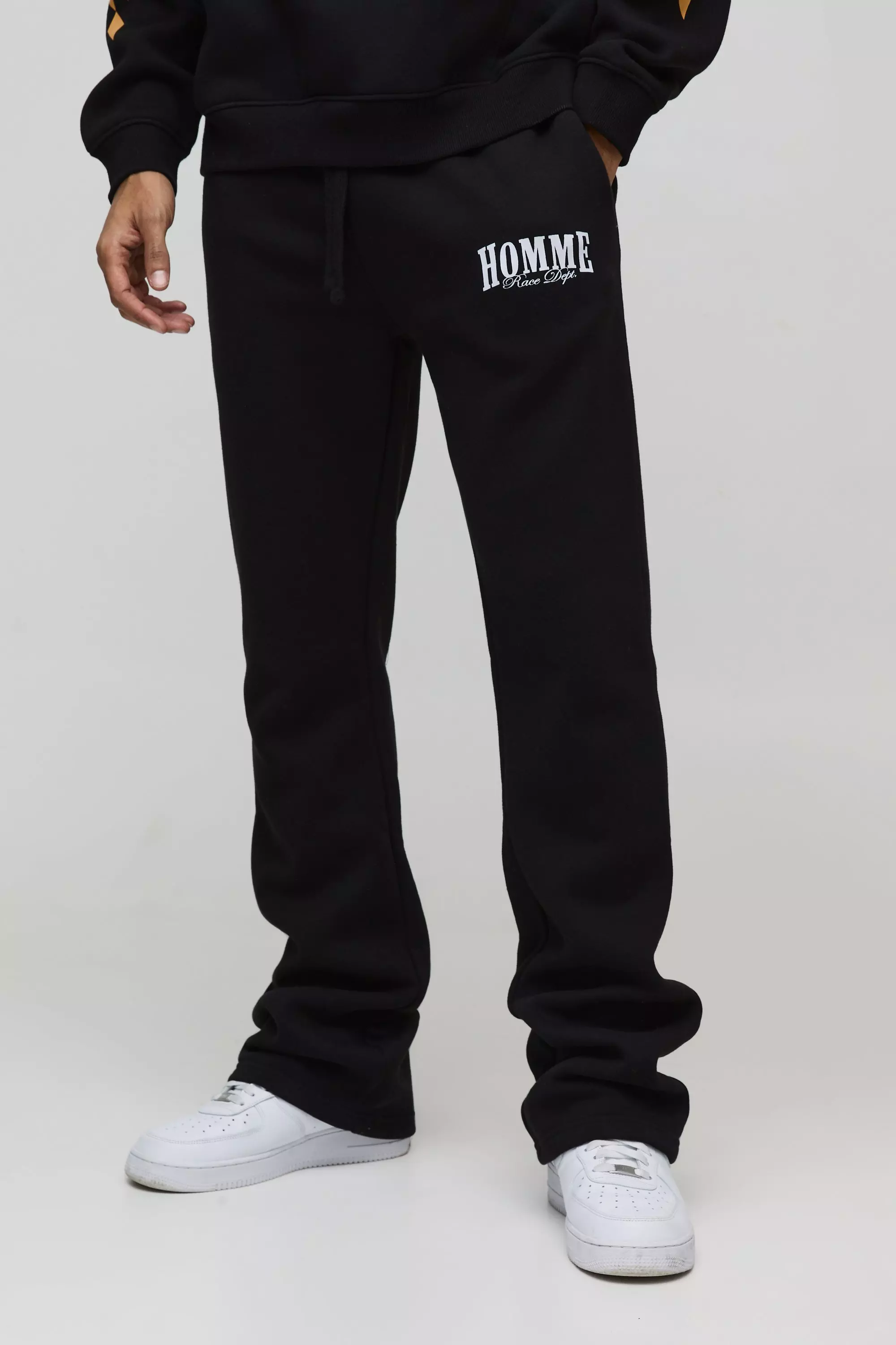 Black Slim Homme Stacked Flare Joggers alternative image