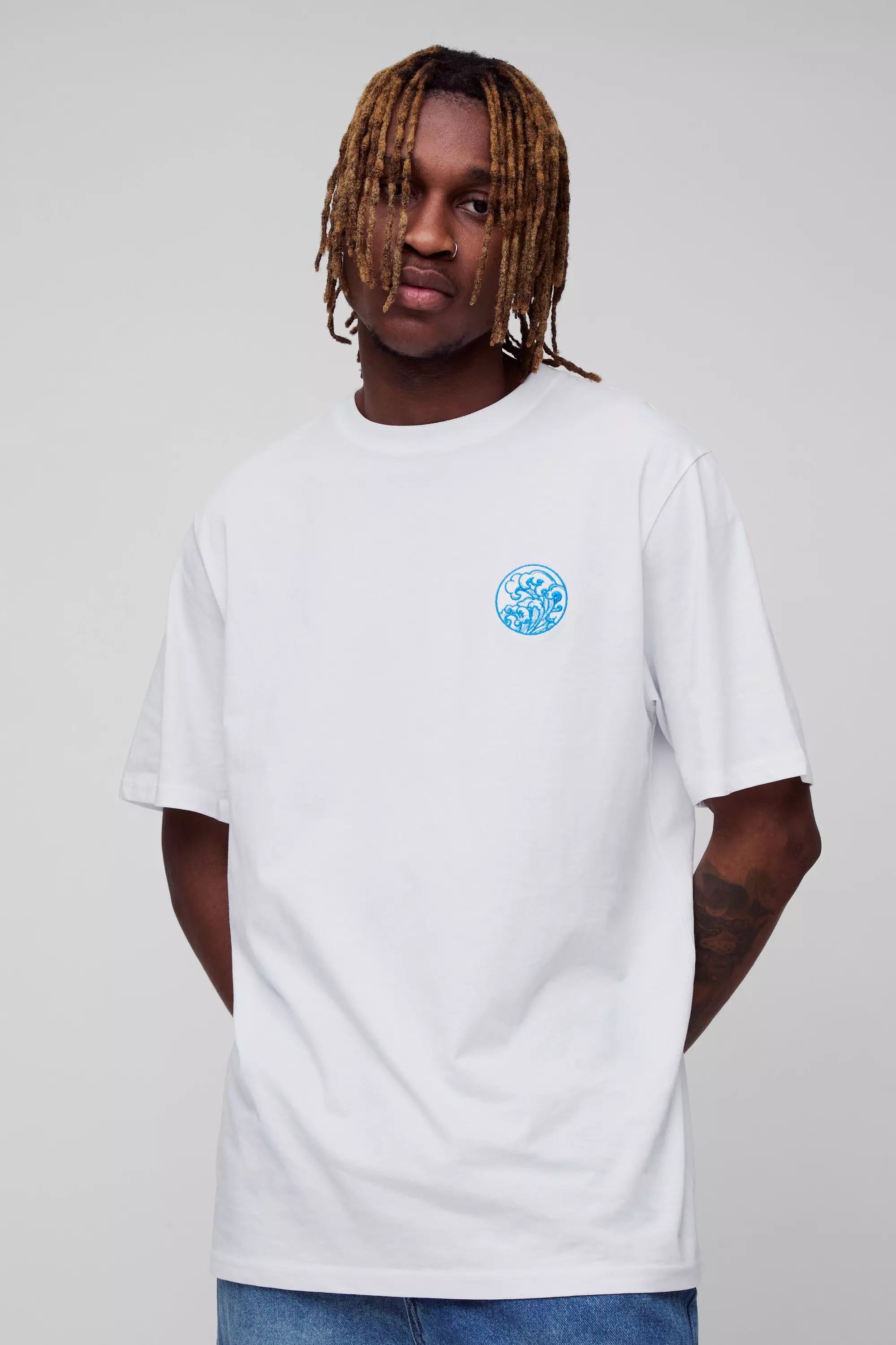 Tall Embroidered Wave T-Shirt White