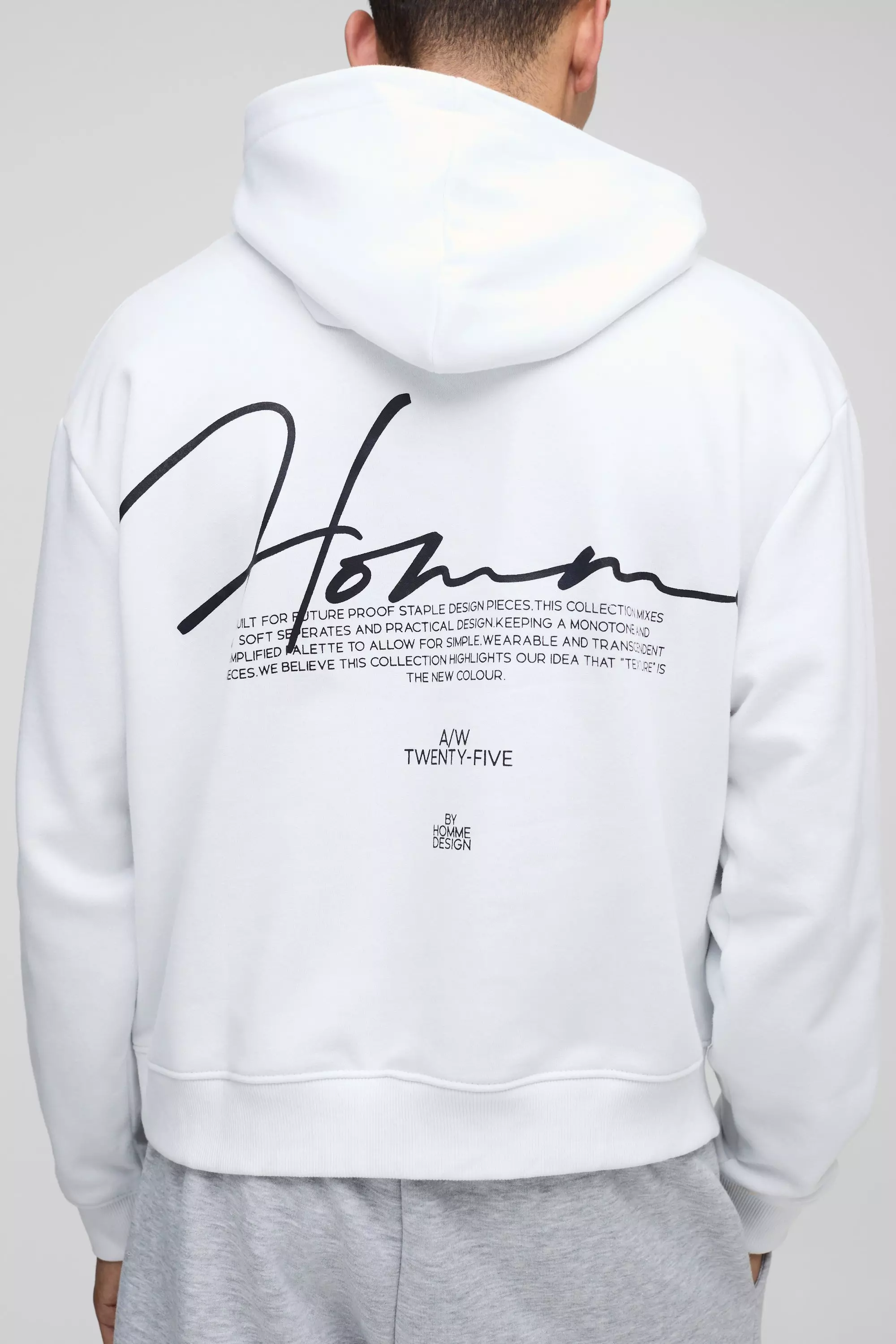 Sweat à capuche oversize à broderie Homme, White autre image