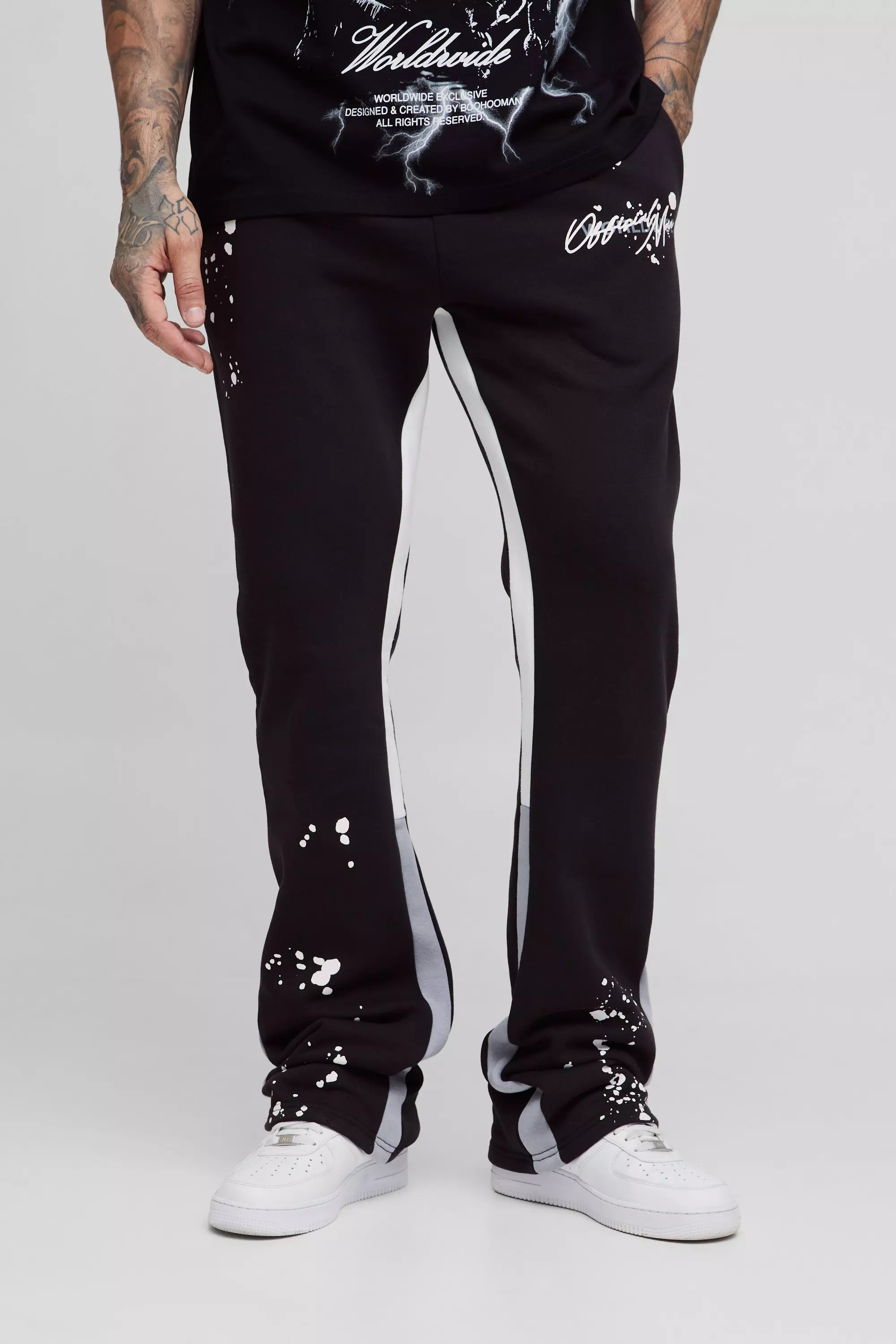 ★MUCENT★ Llama Banding Bootcut Sweatpants P00000VV metro-fusion-mnml-contrast-