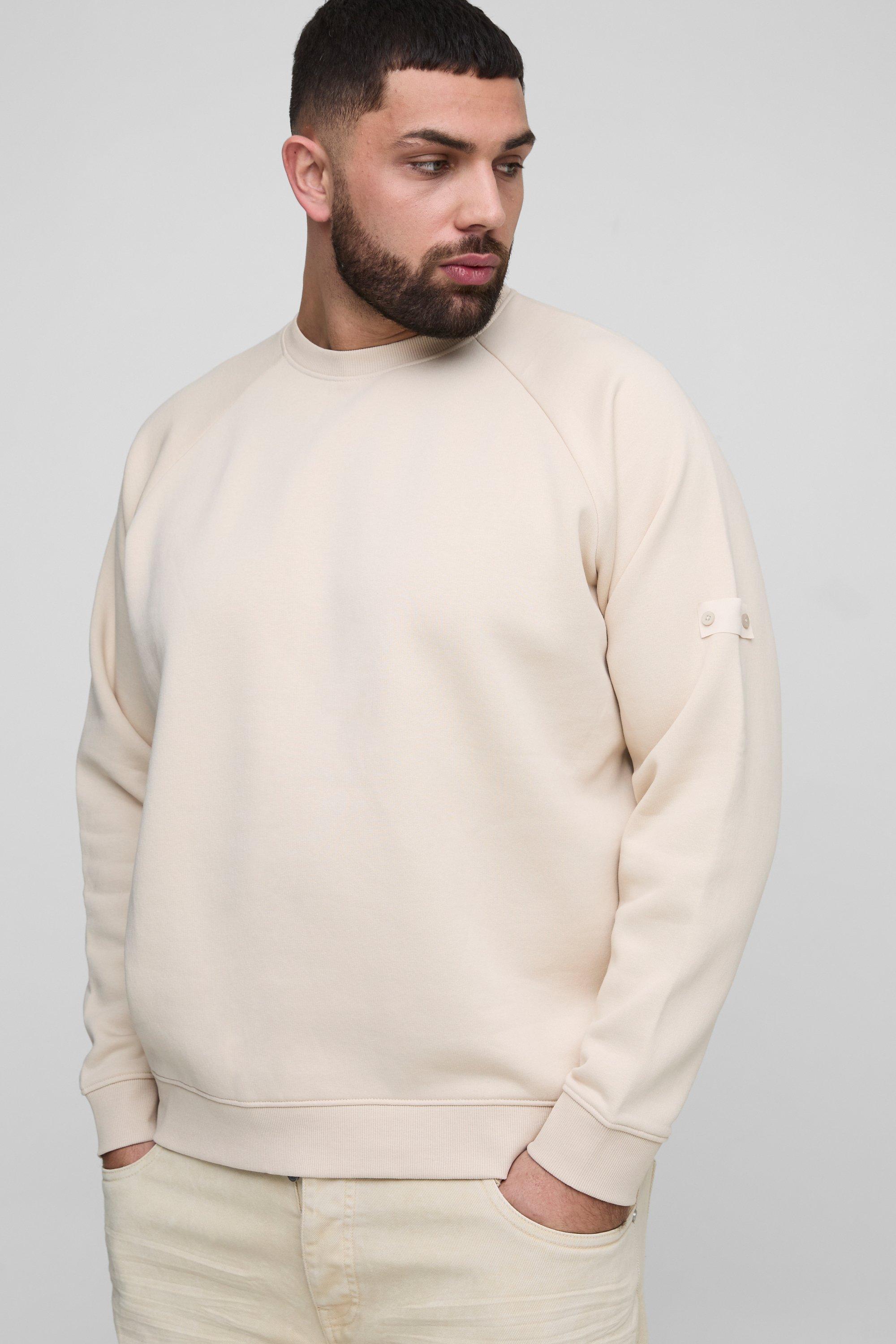 Plus Raglan Jersey Sweater | boohooMAN USA