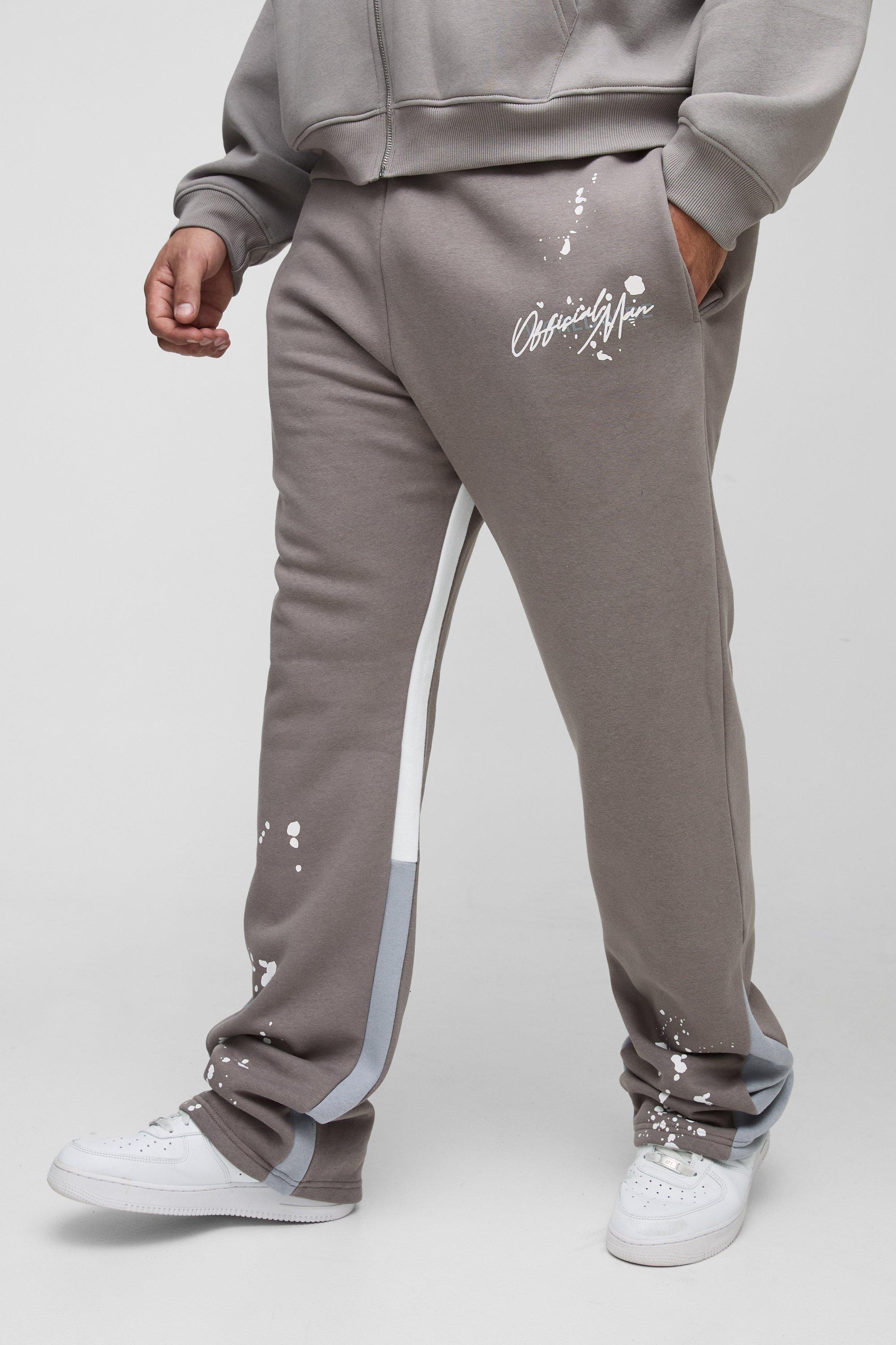 Plus Slim Stacked Flare Sweatpants With Gusset Panel | boohooMAN USA
