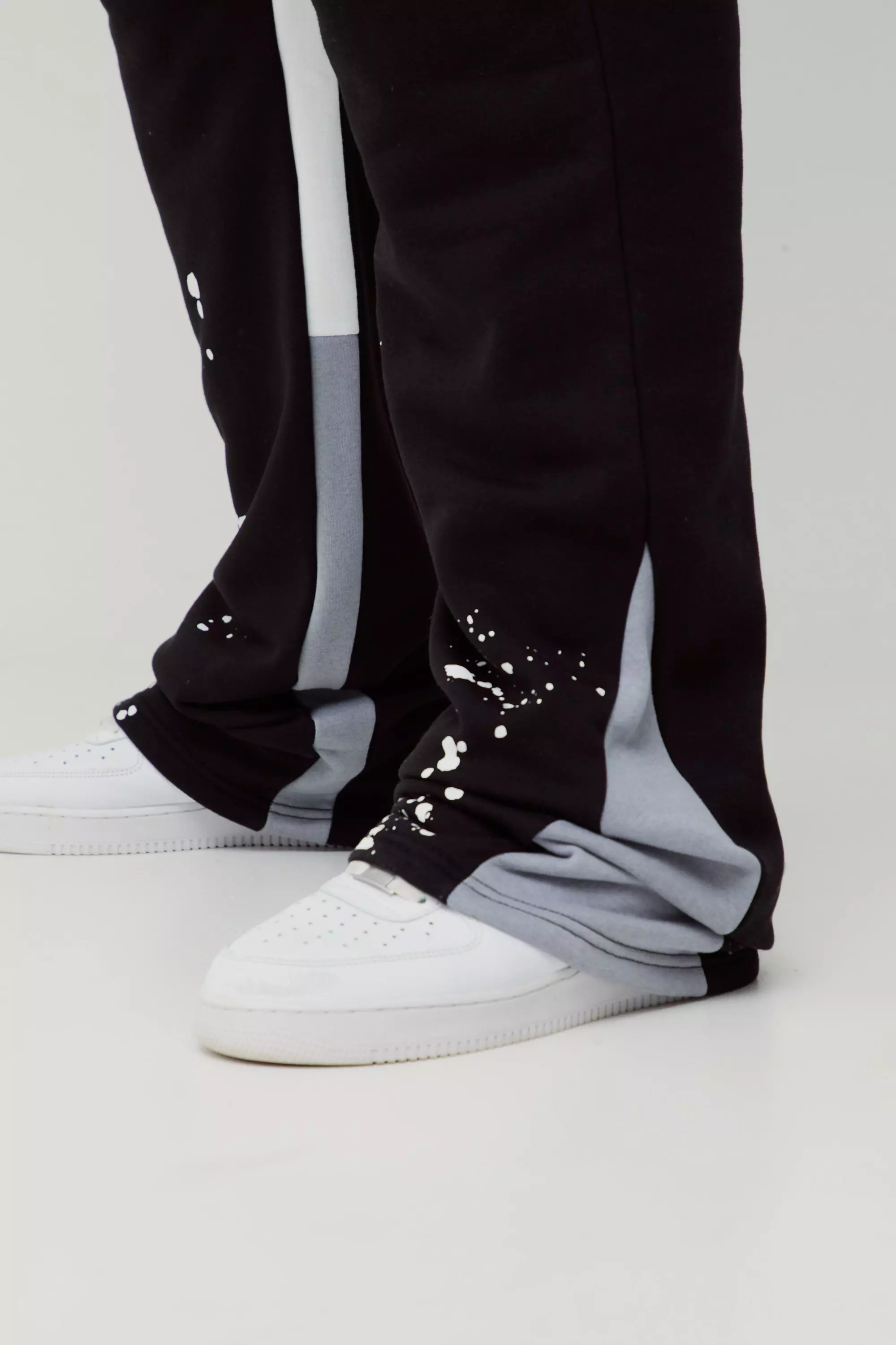Black Plus Slim Stacked Flare Sweatpants With Gusset Panel alternative image
