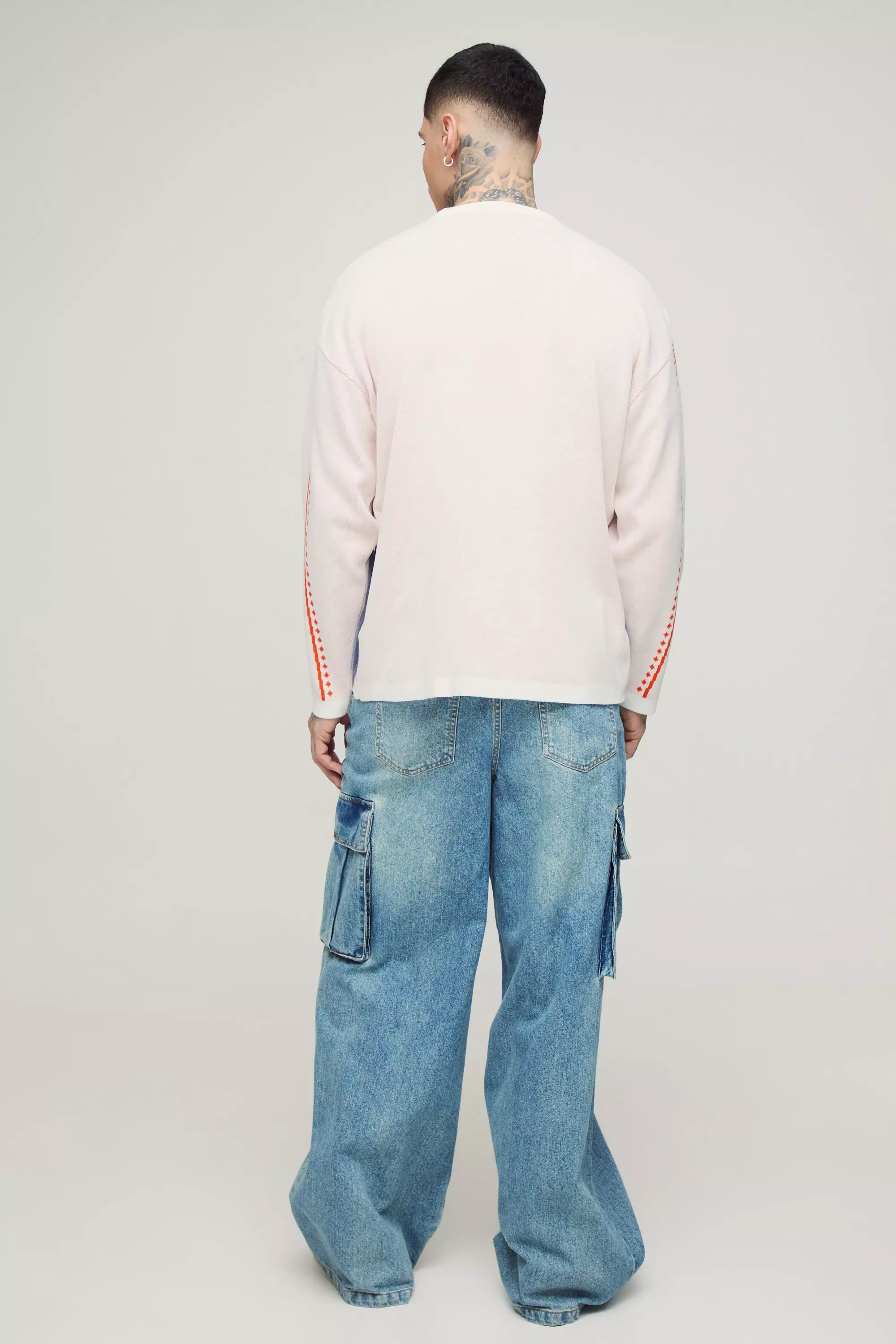 Cobalt Tall Oversized Moto Knitted Long Sleeve T-Shirt alternative image