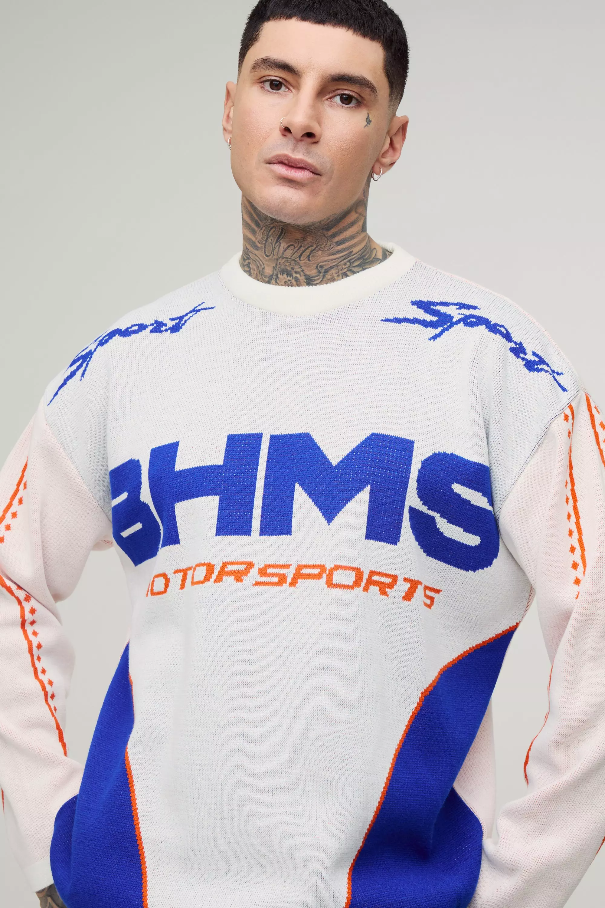 Tall langärmliges Oversize Moto T-Shirt, Cobalt alternatives Bild