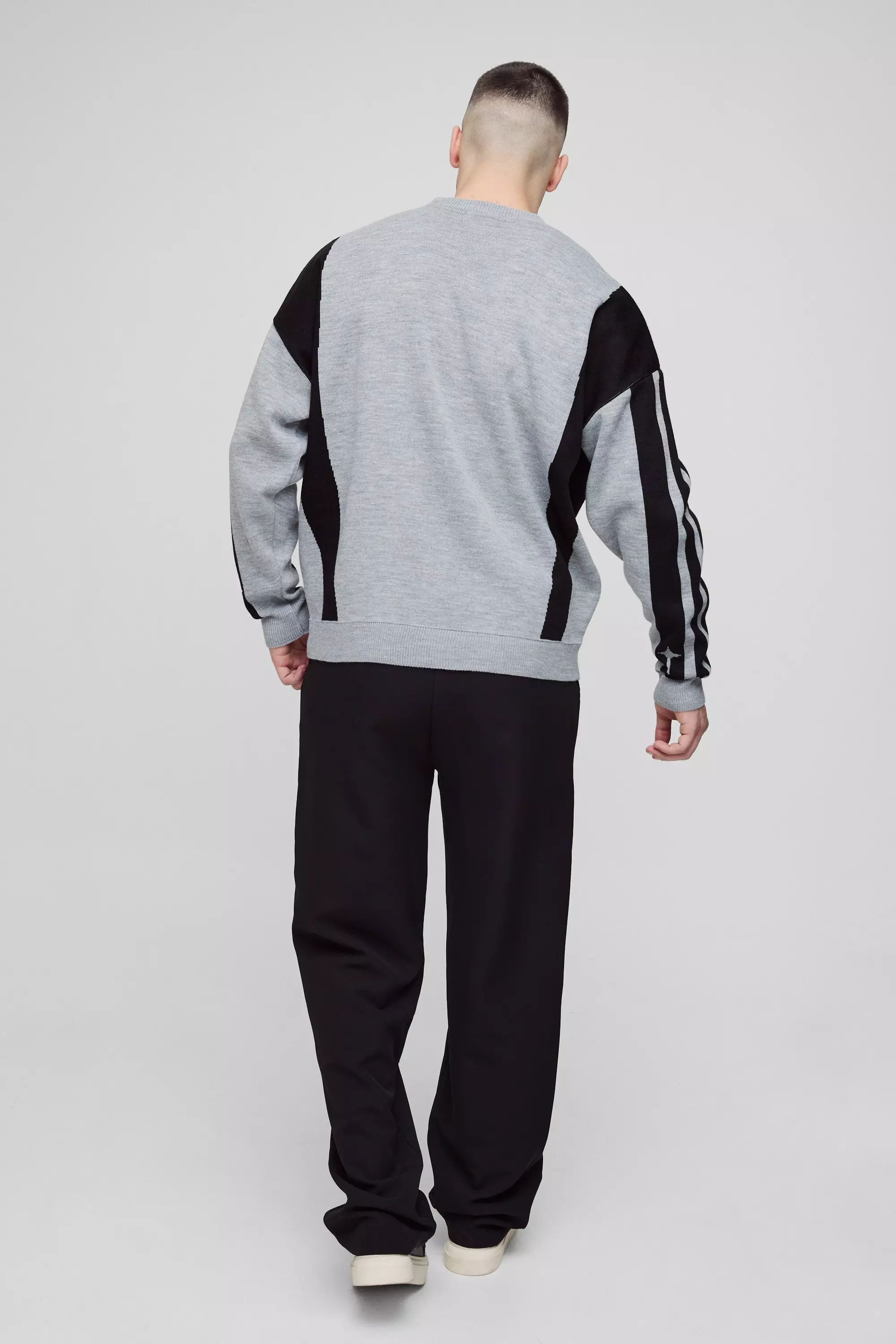Tall kastiger Oversize Moto-Pullover, Grey alternatives Bild