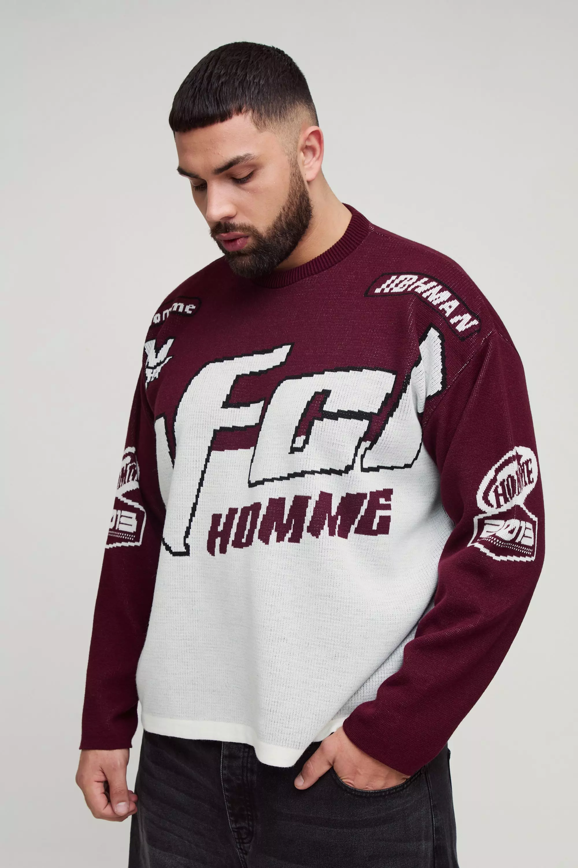 Plus langärmliges Oversize T-Shirt, Burgundy alternatives Bild
