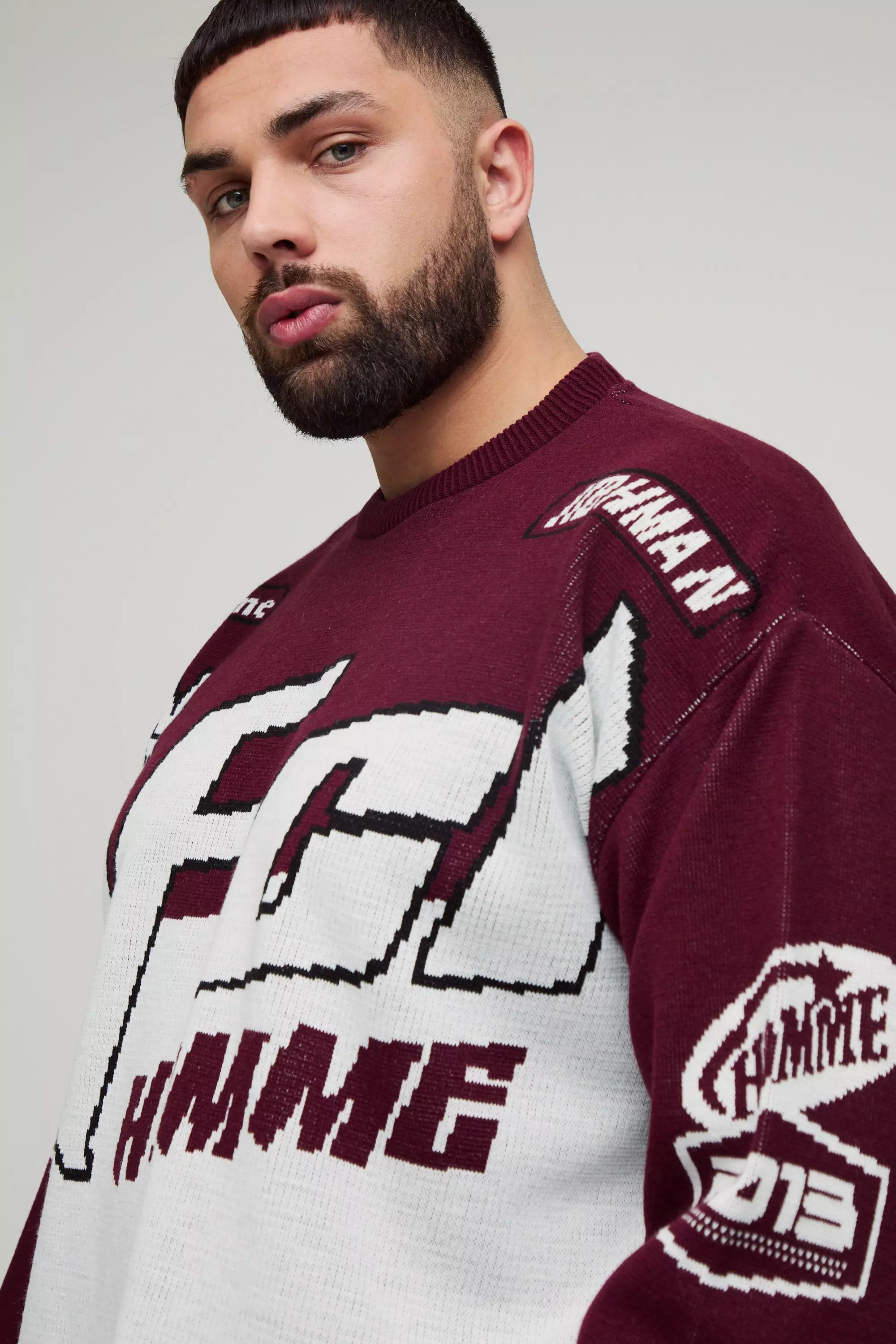 Plus langärmliges Oversize T-Shirt, Burgundy alternatives Bild