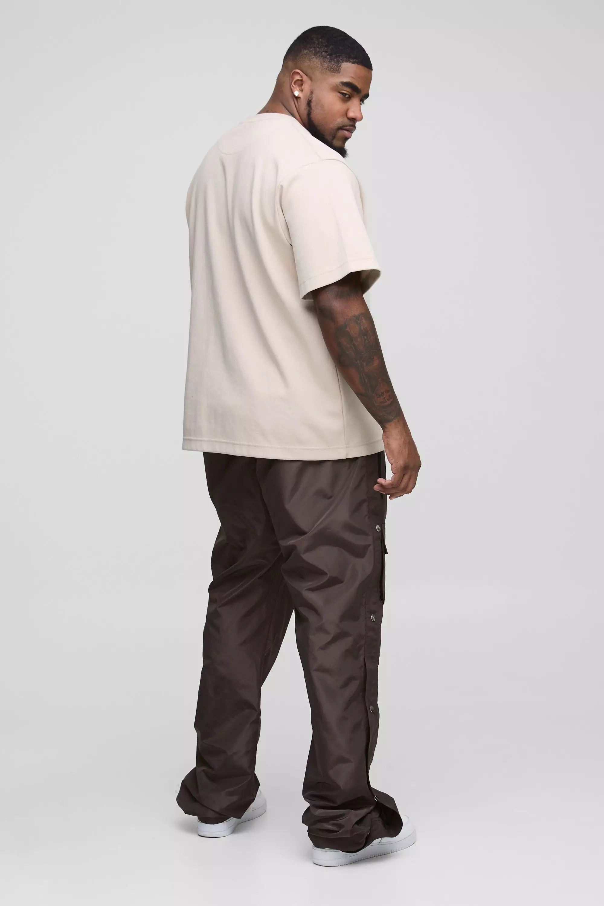 Plus Elasticated Waist Slim Flare Stacked Cargo Pants | boohooMAN USA
