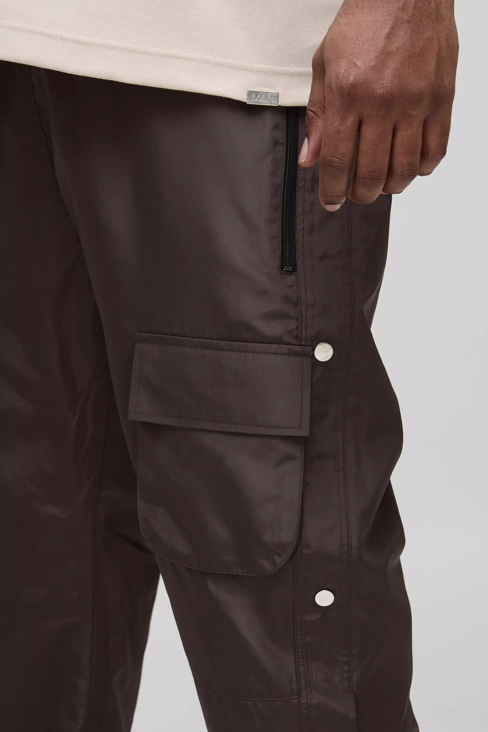 Plus Elasticated Waist Slim Flare Stacked Cargo Pants | boohooMAN USA