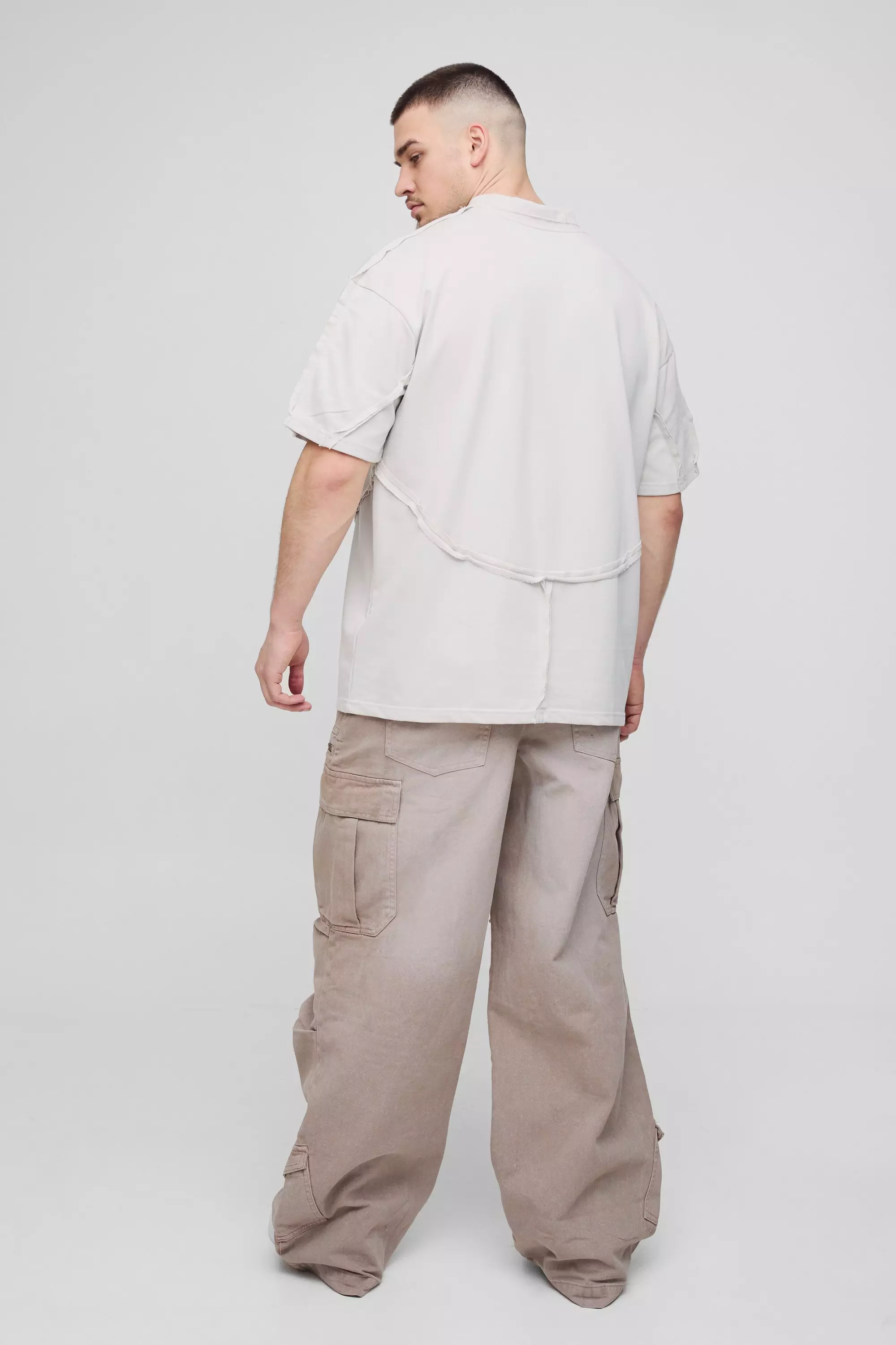 Tall - Jean cargo délavé à taille élastiquée, Stone autre image