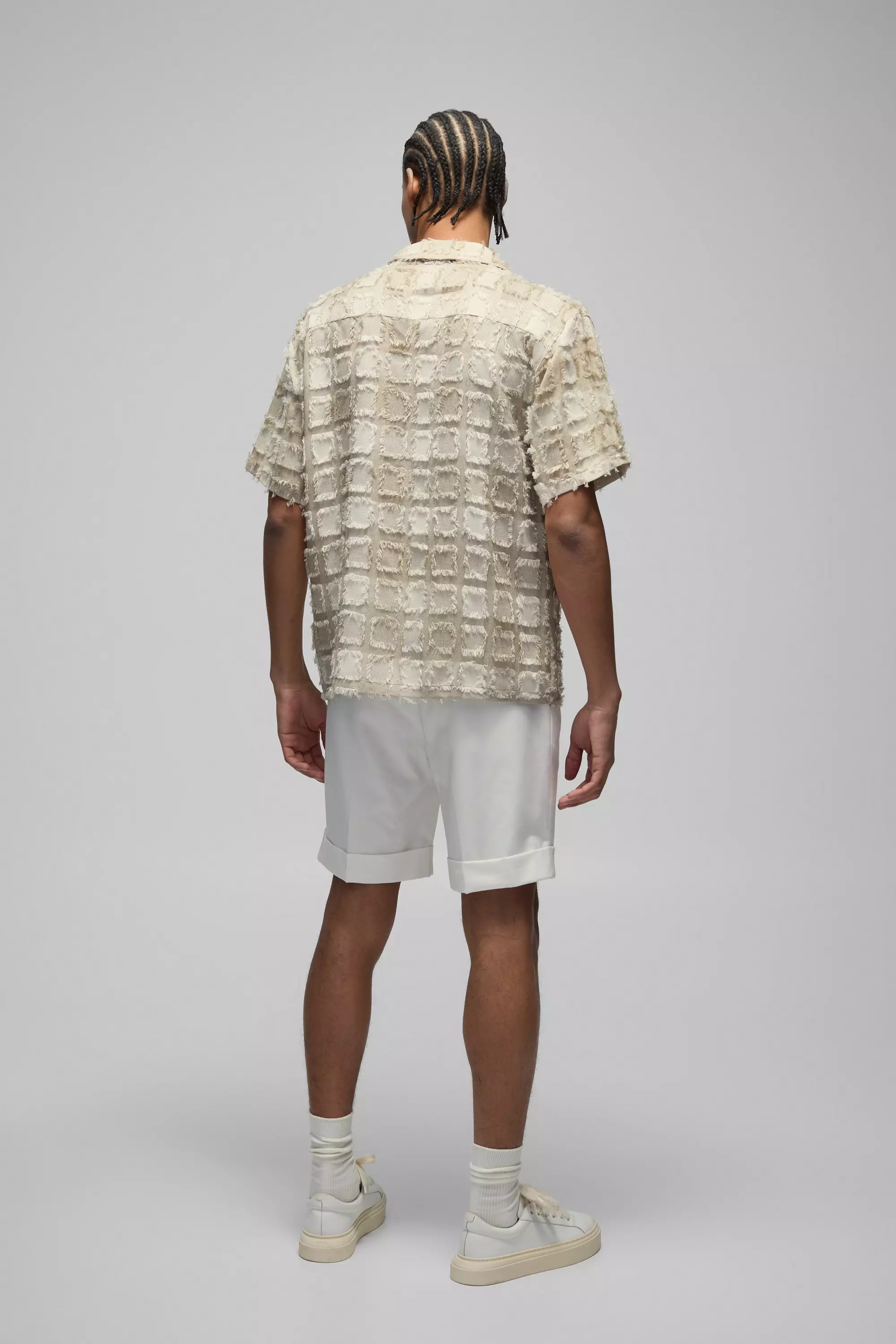 Stone Oversized Tufted Texture Zip Up Shirt alternative image