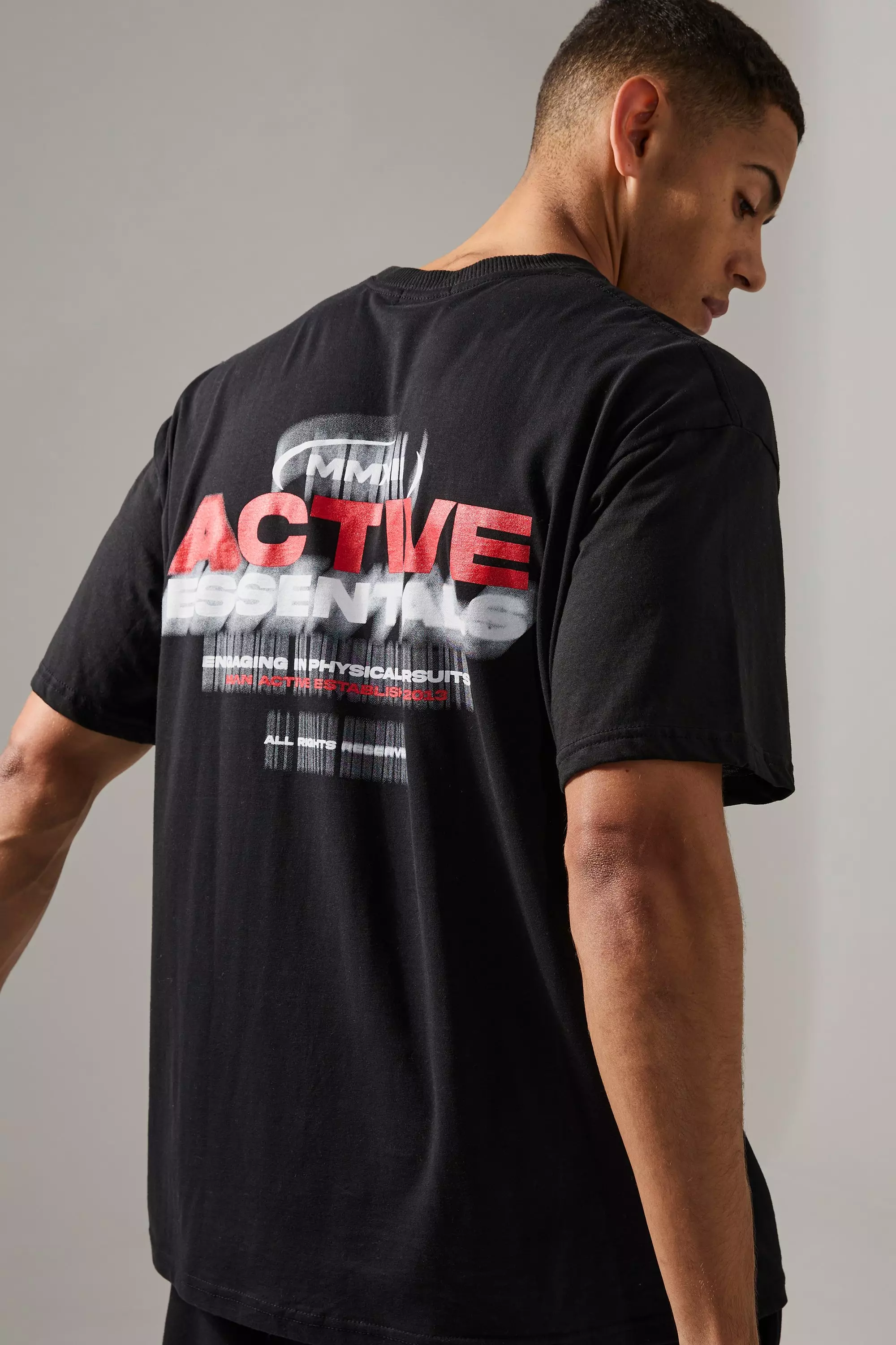 Black Man Active Essentials Blurred Oversized T-shirt