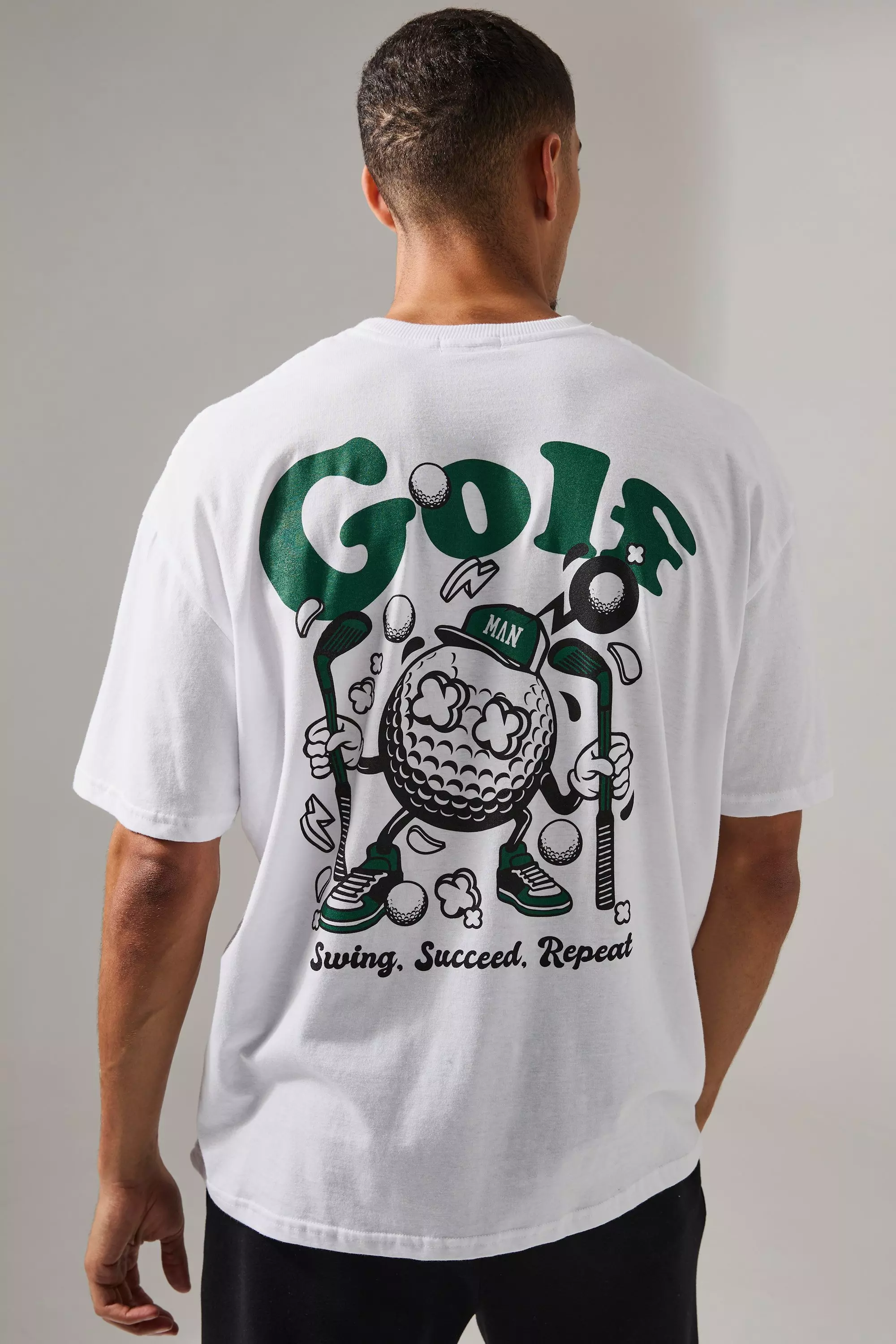 White Man Active Golf Oversized T-shirt