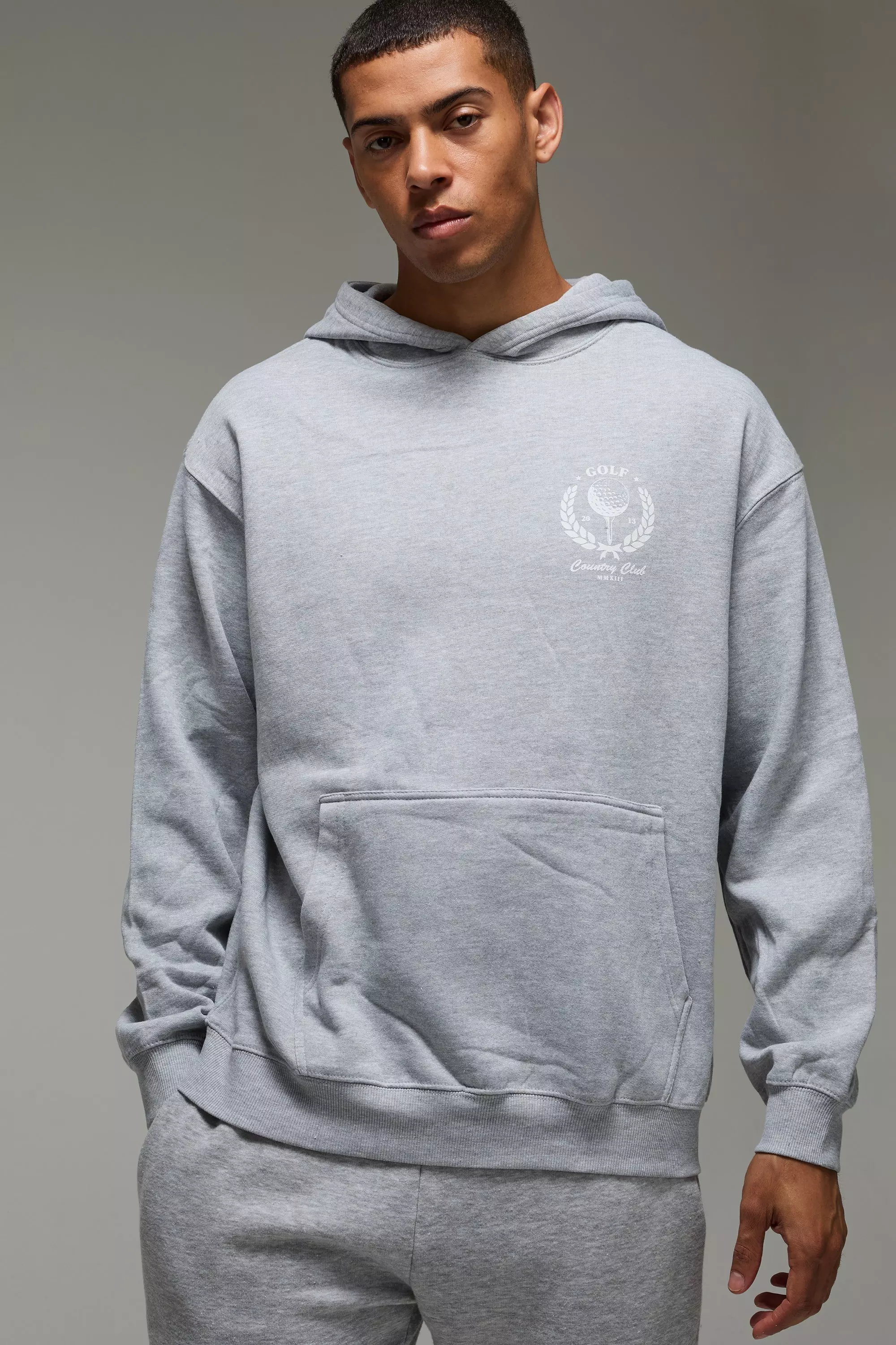 Grey marl Man Active Oversized Golf Country Club Hoodie alternatieve afbeelding