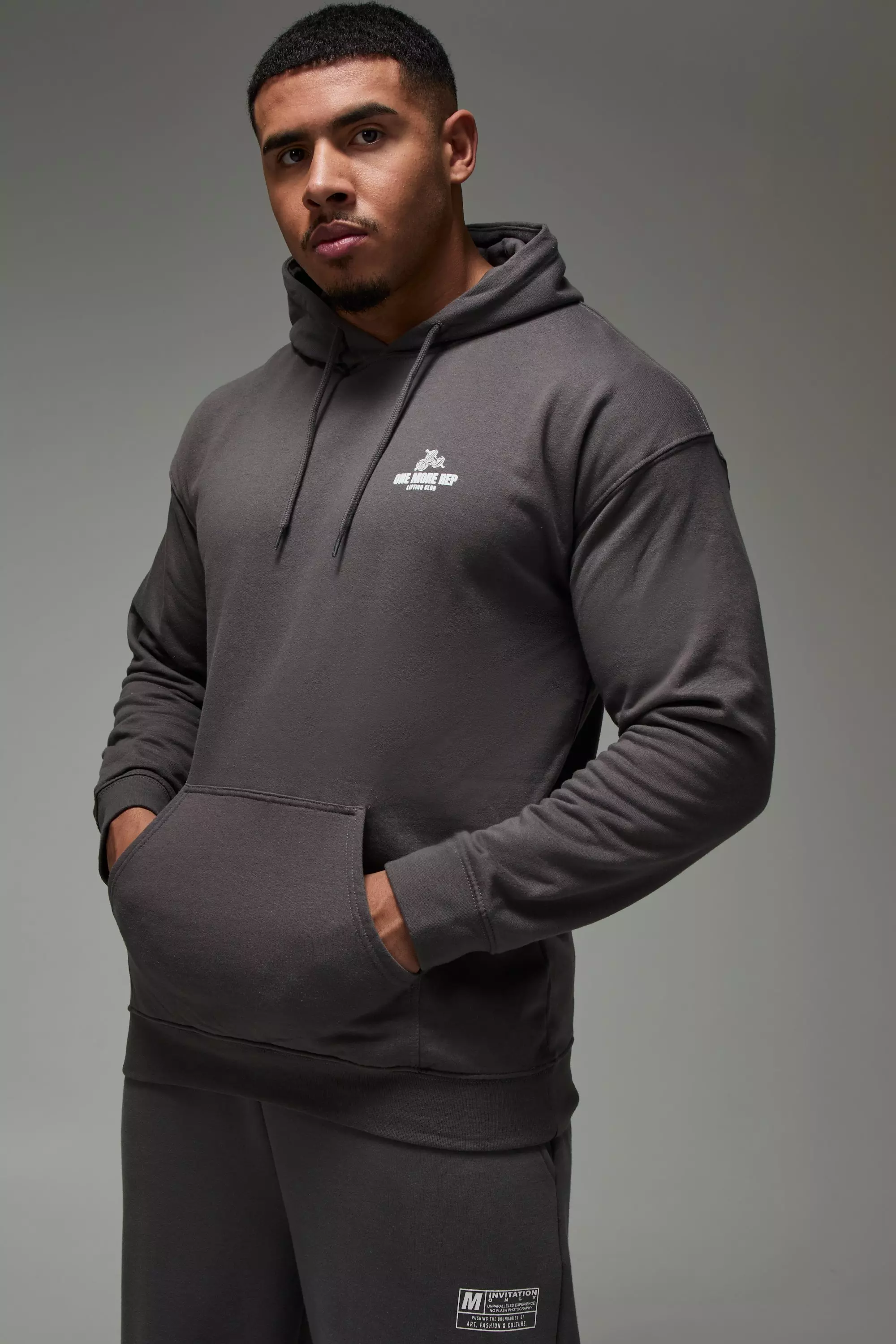 Charcoal Man Active One More Rep Oversized Hoodie alternative image