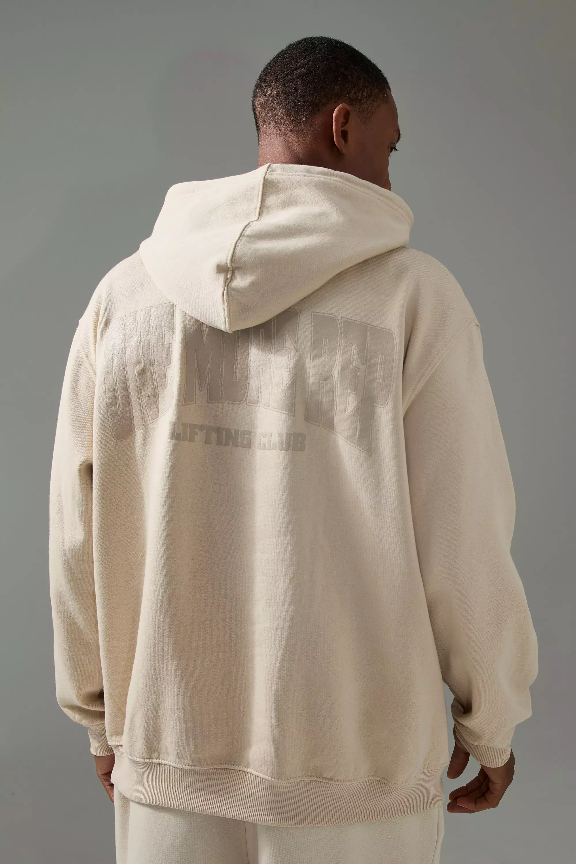 Man Active One More Rep Oversized Hoodie Sand