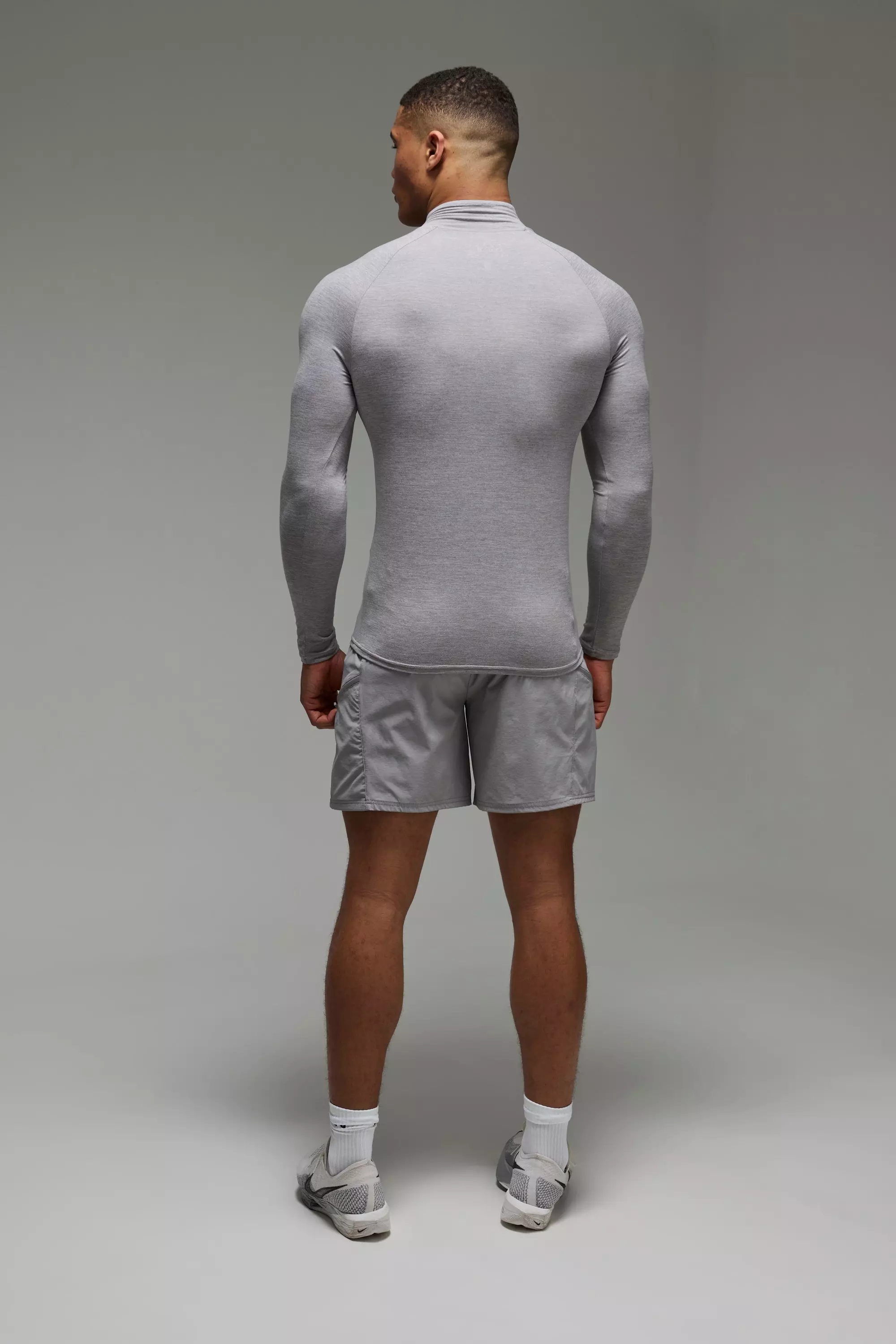 Grey marl Man Active Fleece Lined Marl Muscle Fit 1/4 Zip alternative image