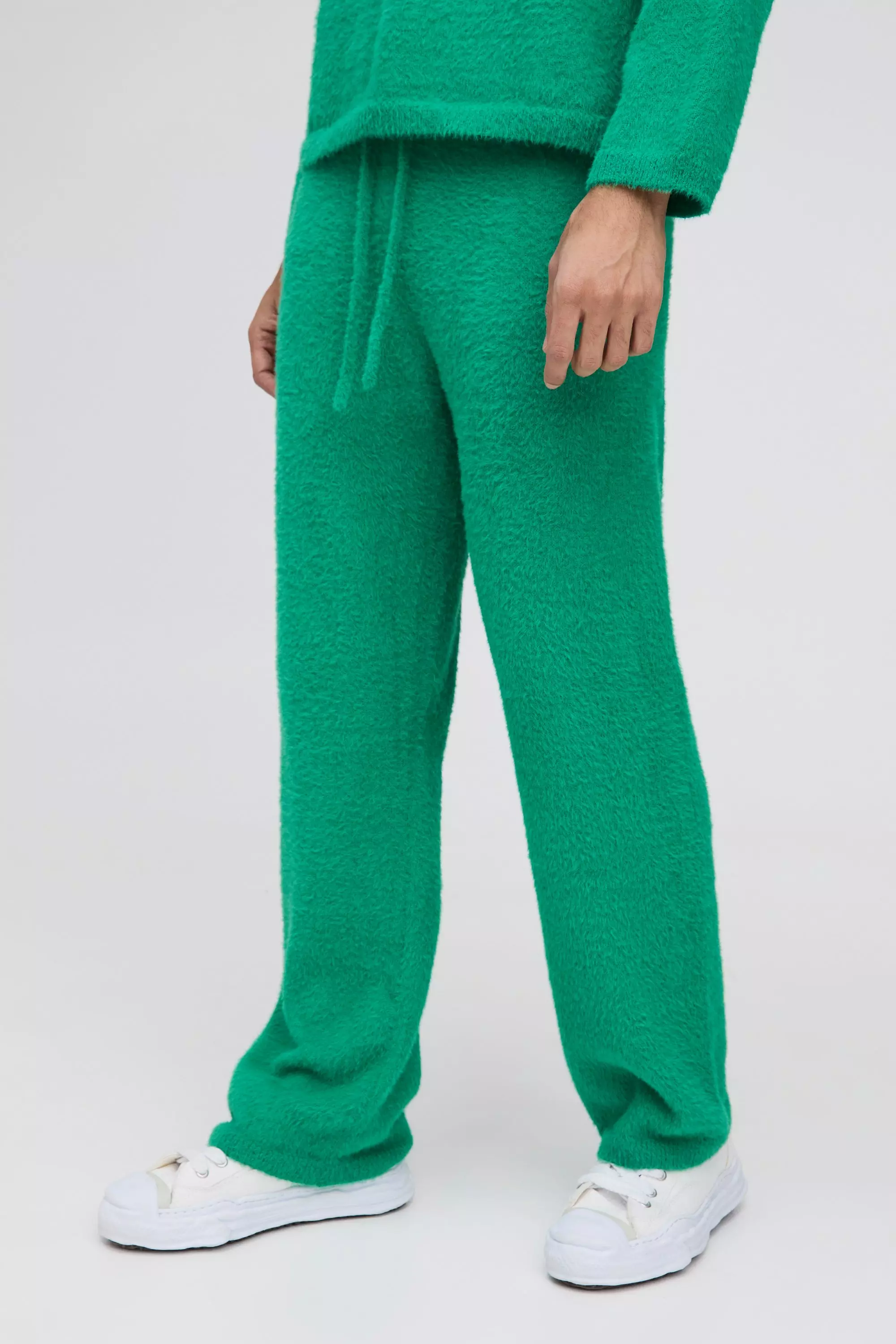 Green Relaxed Fit Fluffy Knitted Joggers alternative image