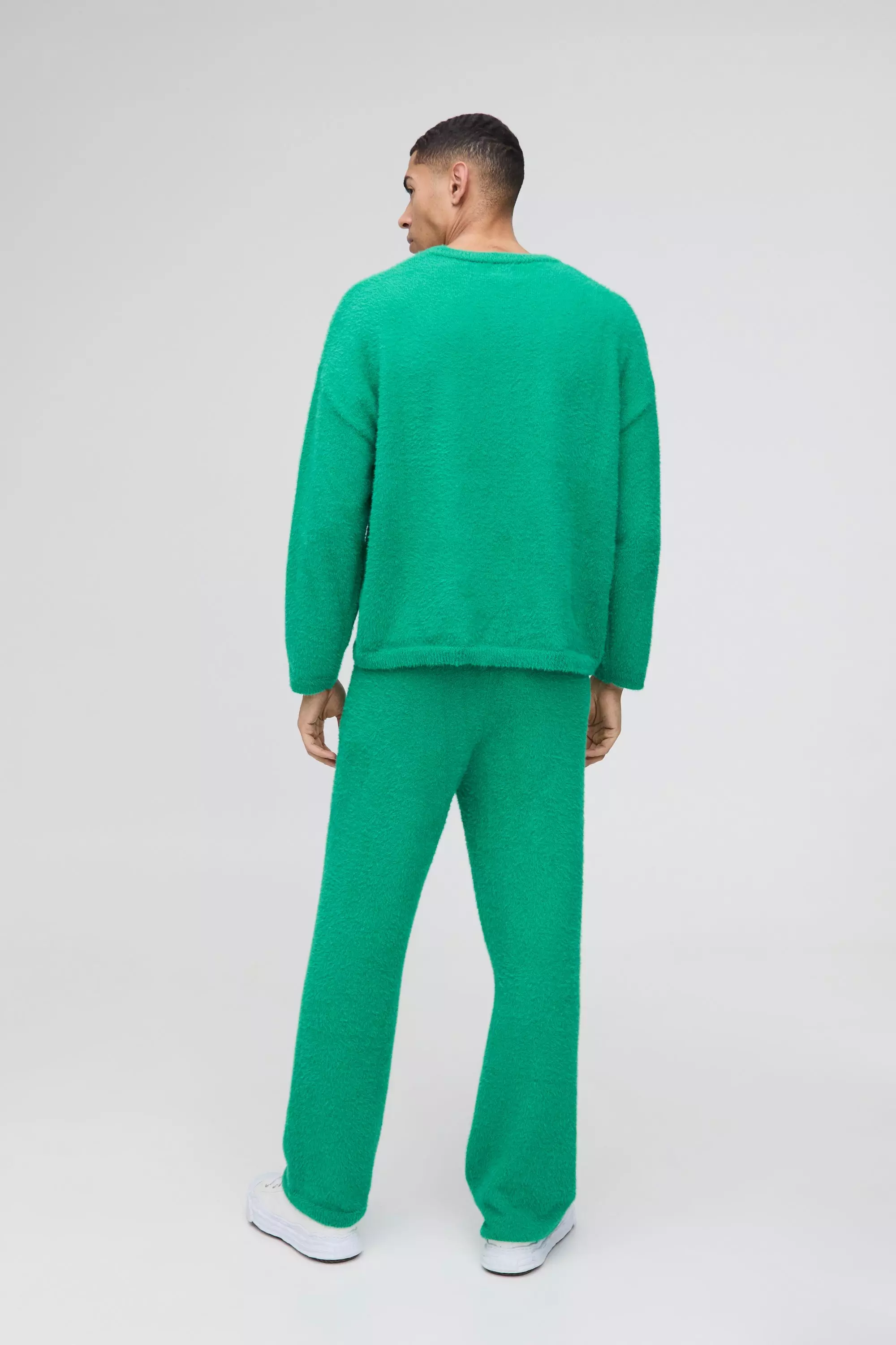 Green Relaxed Fit Fluffy Knitted Joggers alternative image