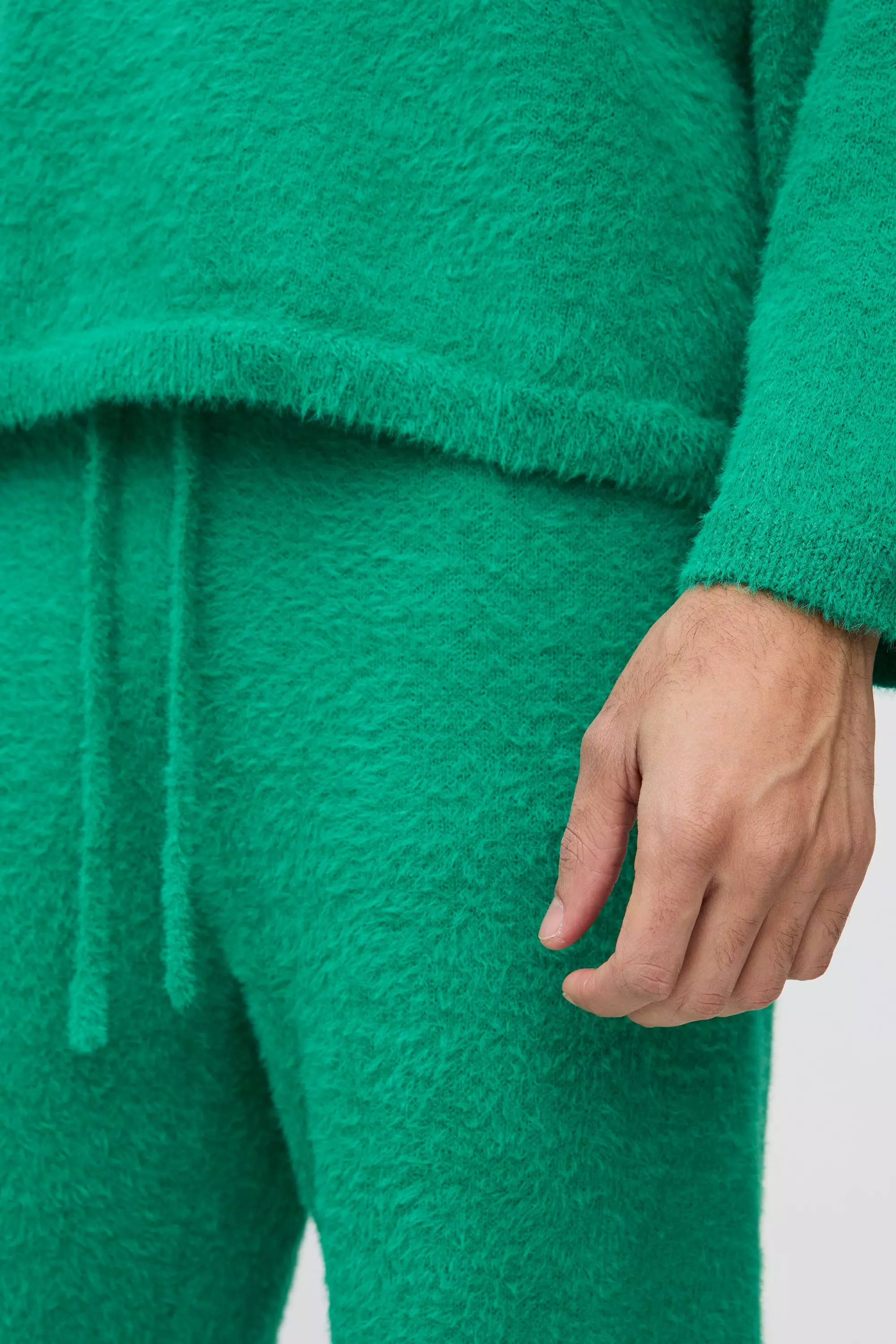 Green Relaxed Fit Fluffy Knitted Joggers alternative image