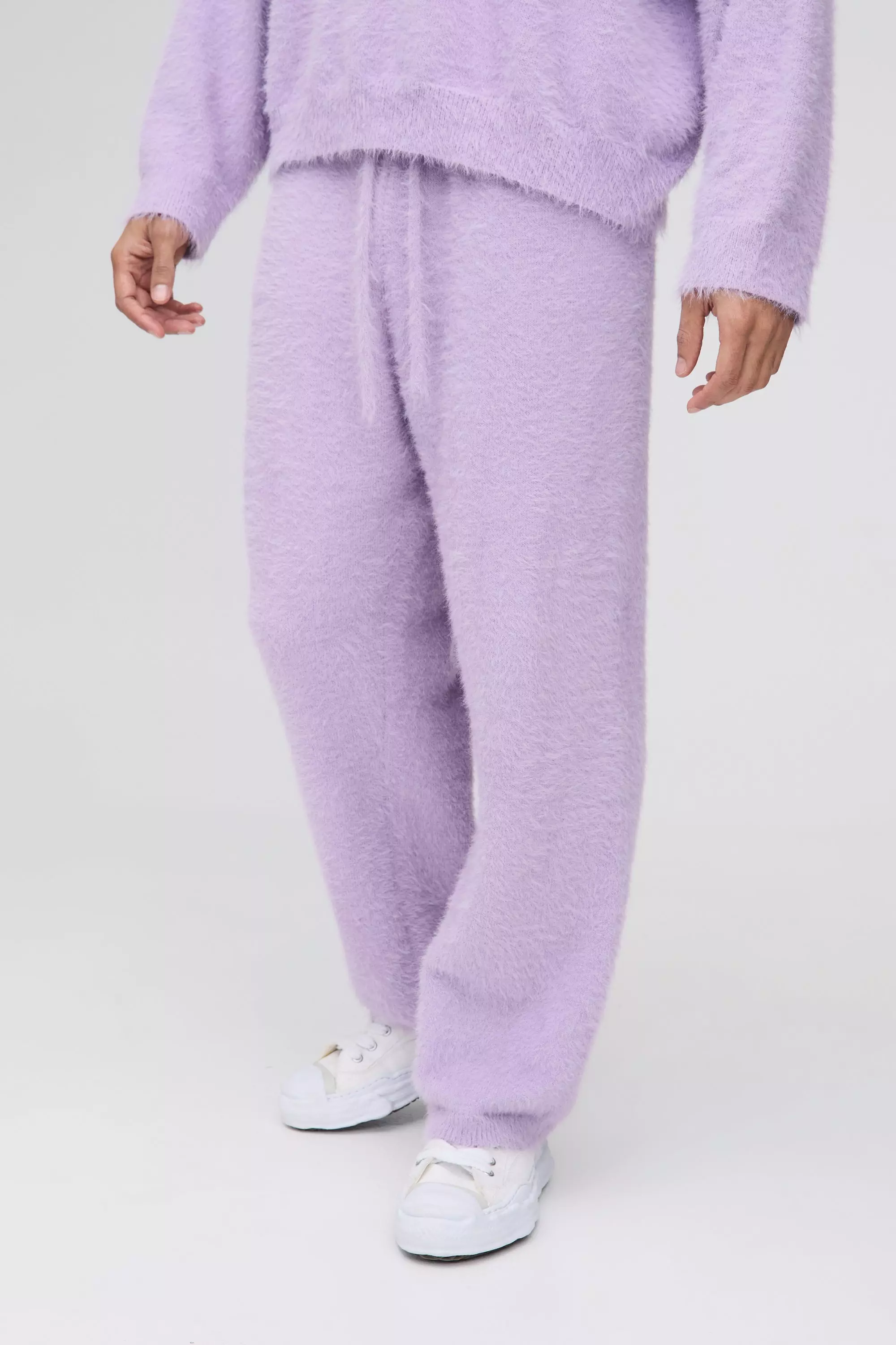 Lilac Relaxed Fit Super Fluffy Knitted Joggers alternative image