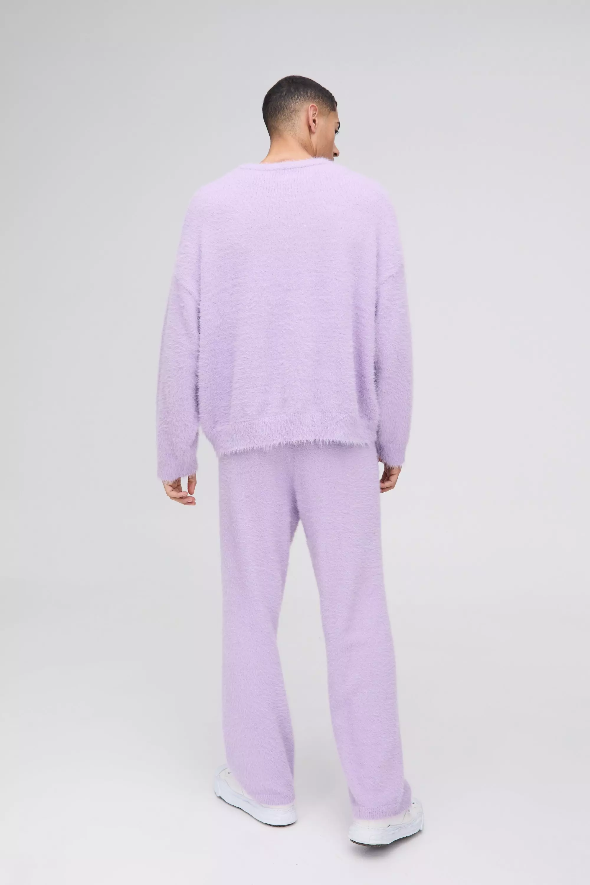 Lilac Relaxed Fit Super Fluffy Knitted Joggers alternative image