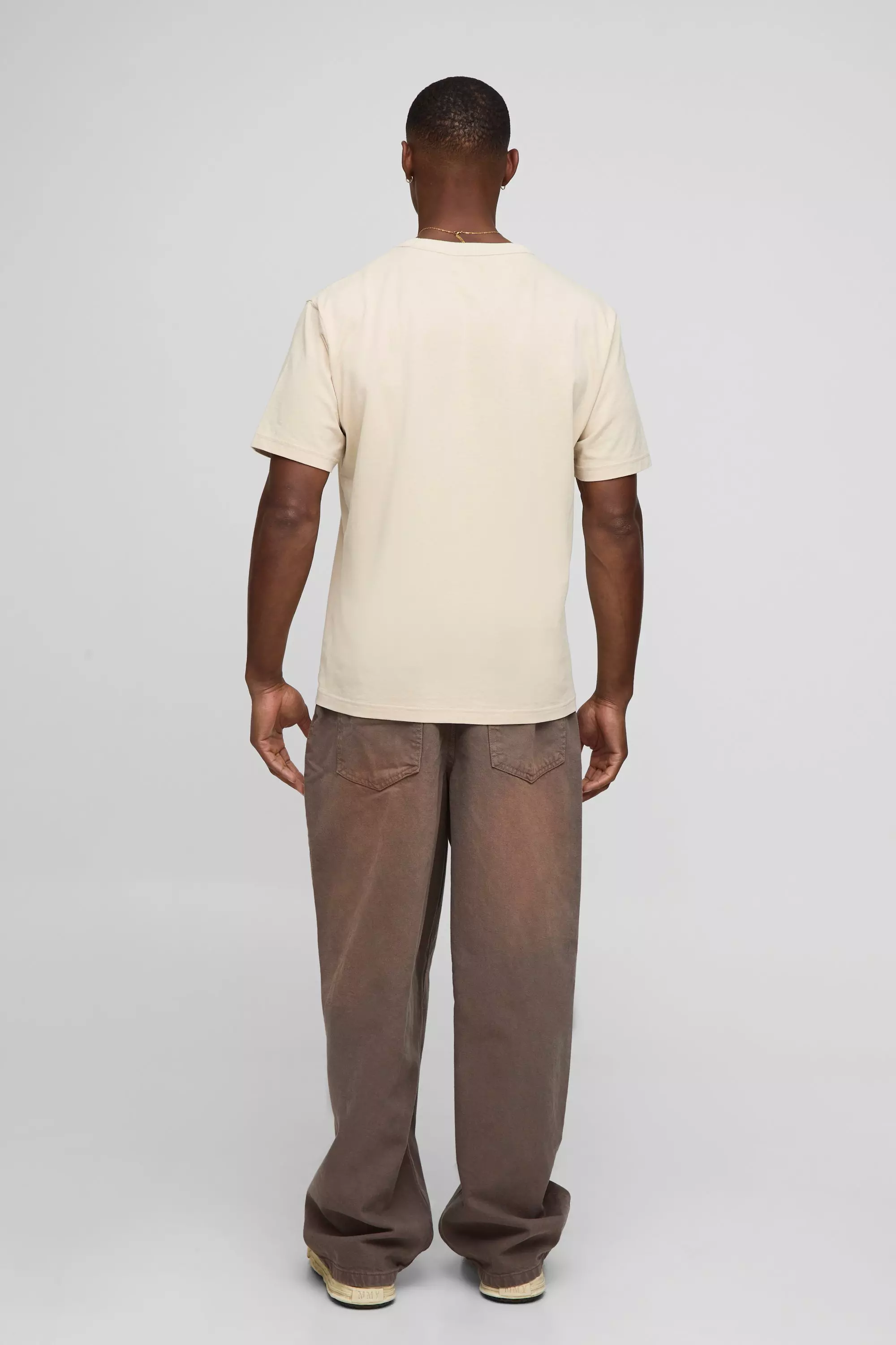 Super Baggy Rigid Washed Brown Jeans | boohooMAN USA