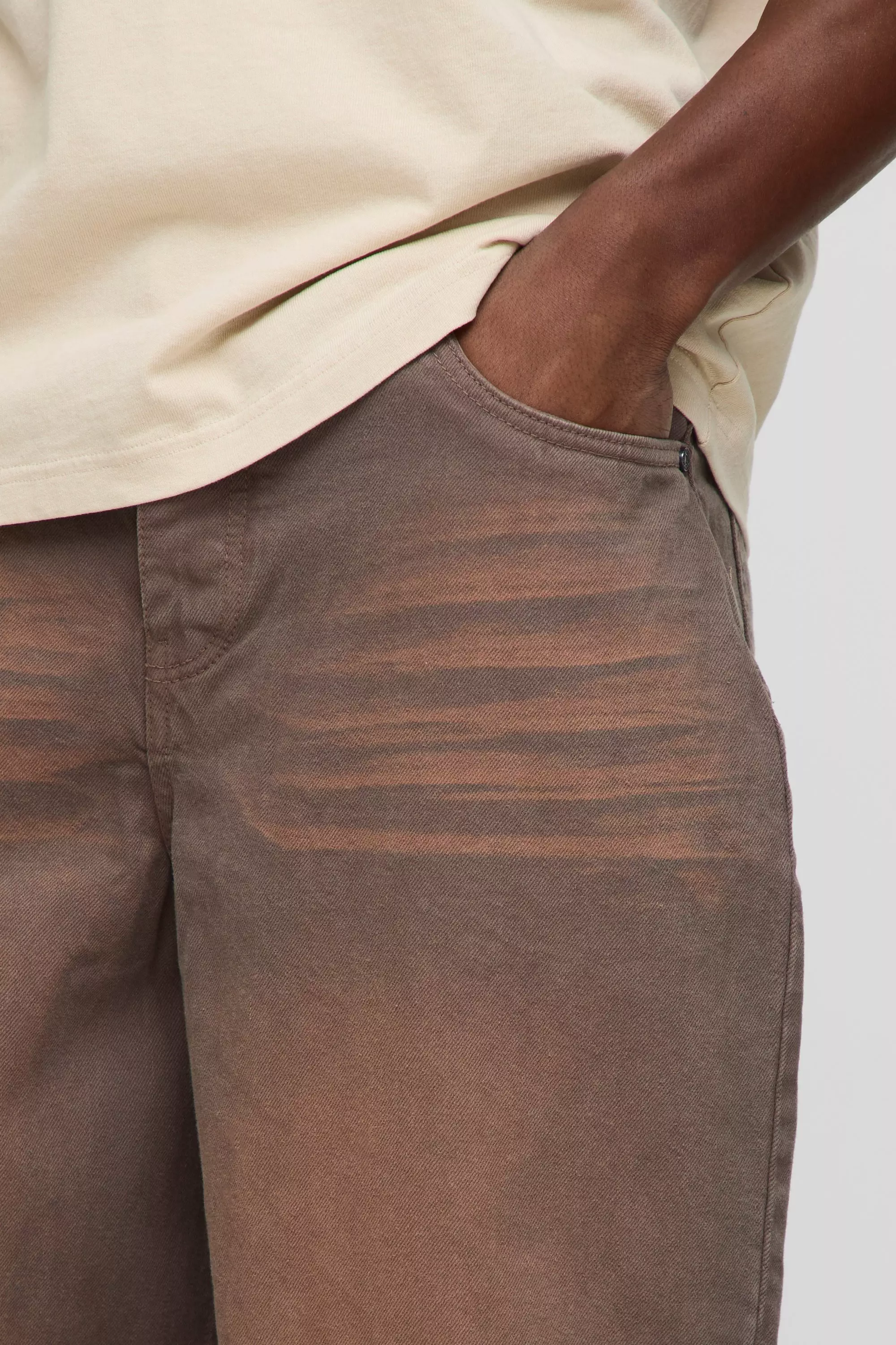 Super Baggy Rigid Washed Brown Jeans | boohooMAN USA
