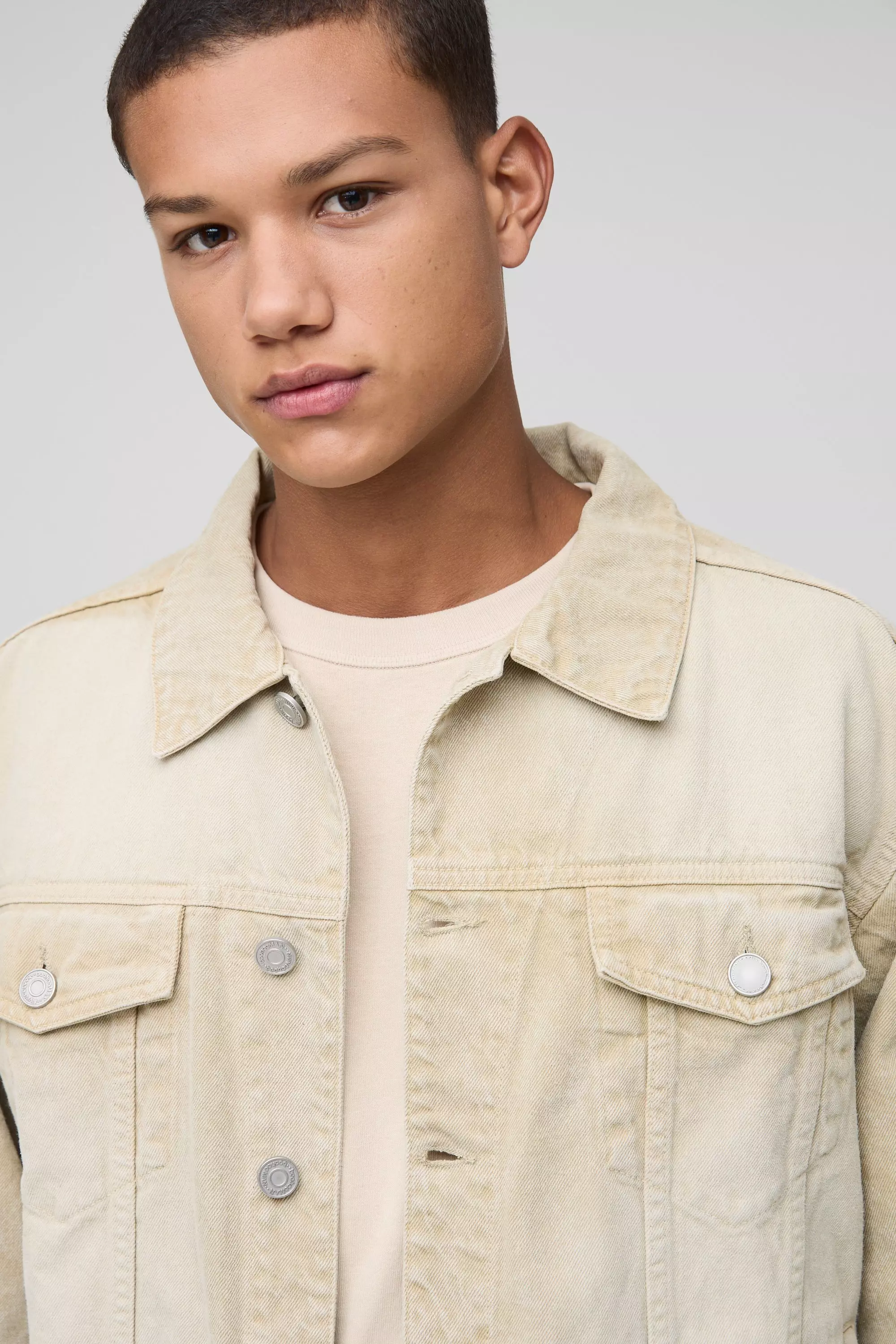 Regular Washed Stone Jean Jacket | boohooMAN USA