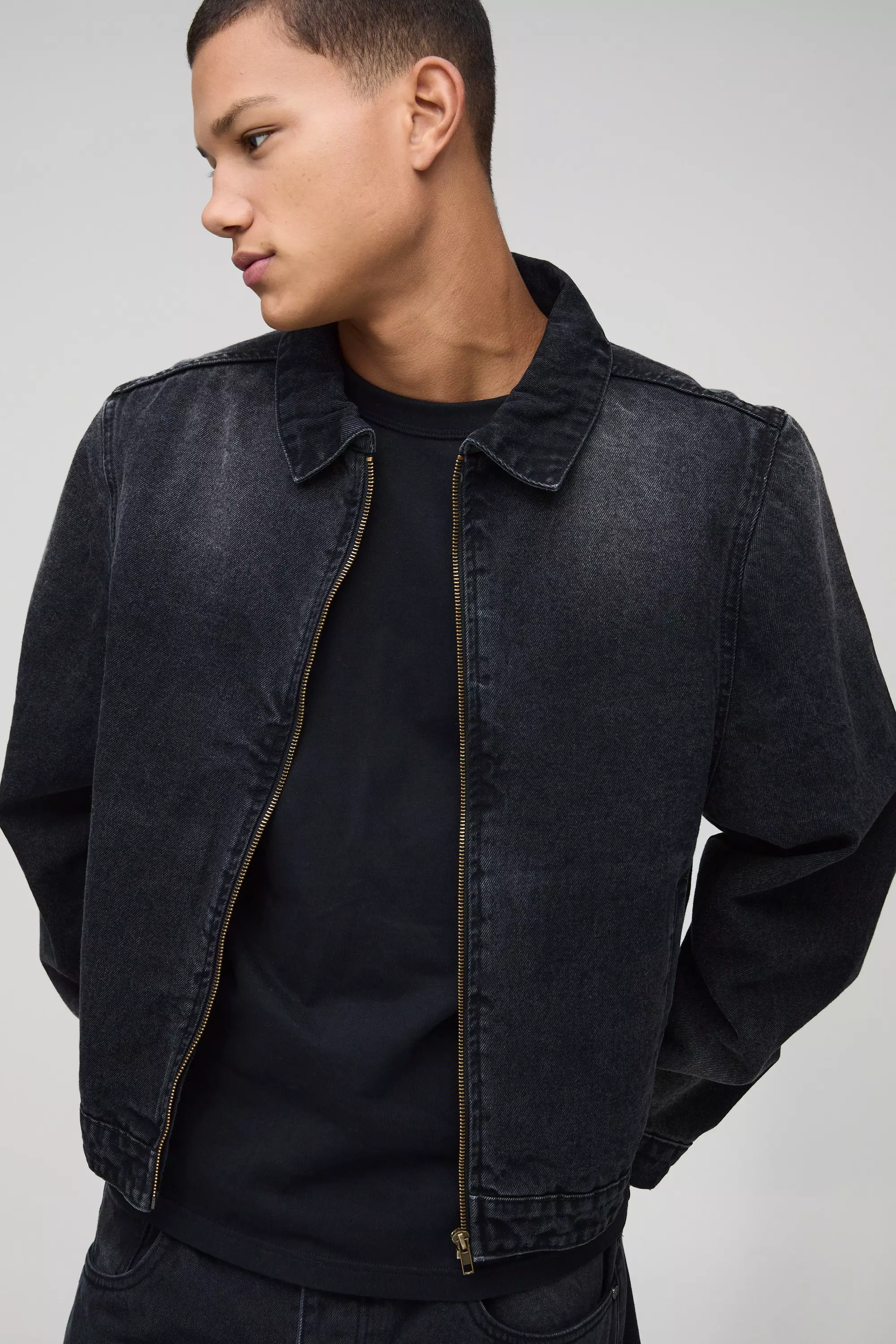 Grey Harrington Washed Black Denim Jacket