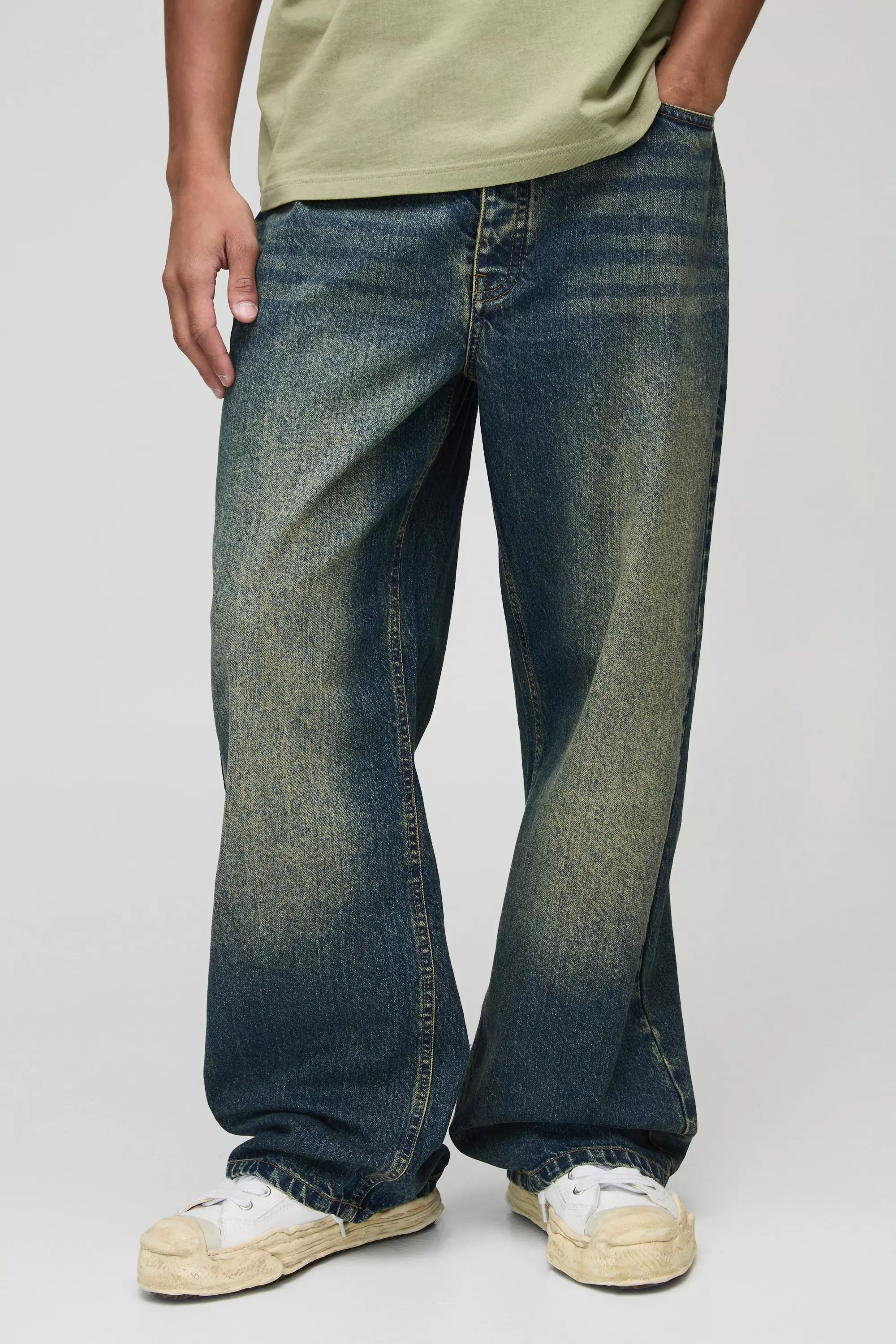 Antique wash Wide Leg Stacked Antique Washed Jeans alternative image