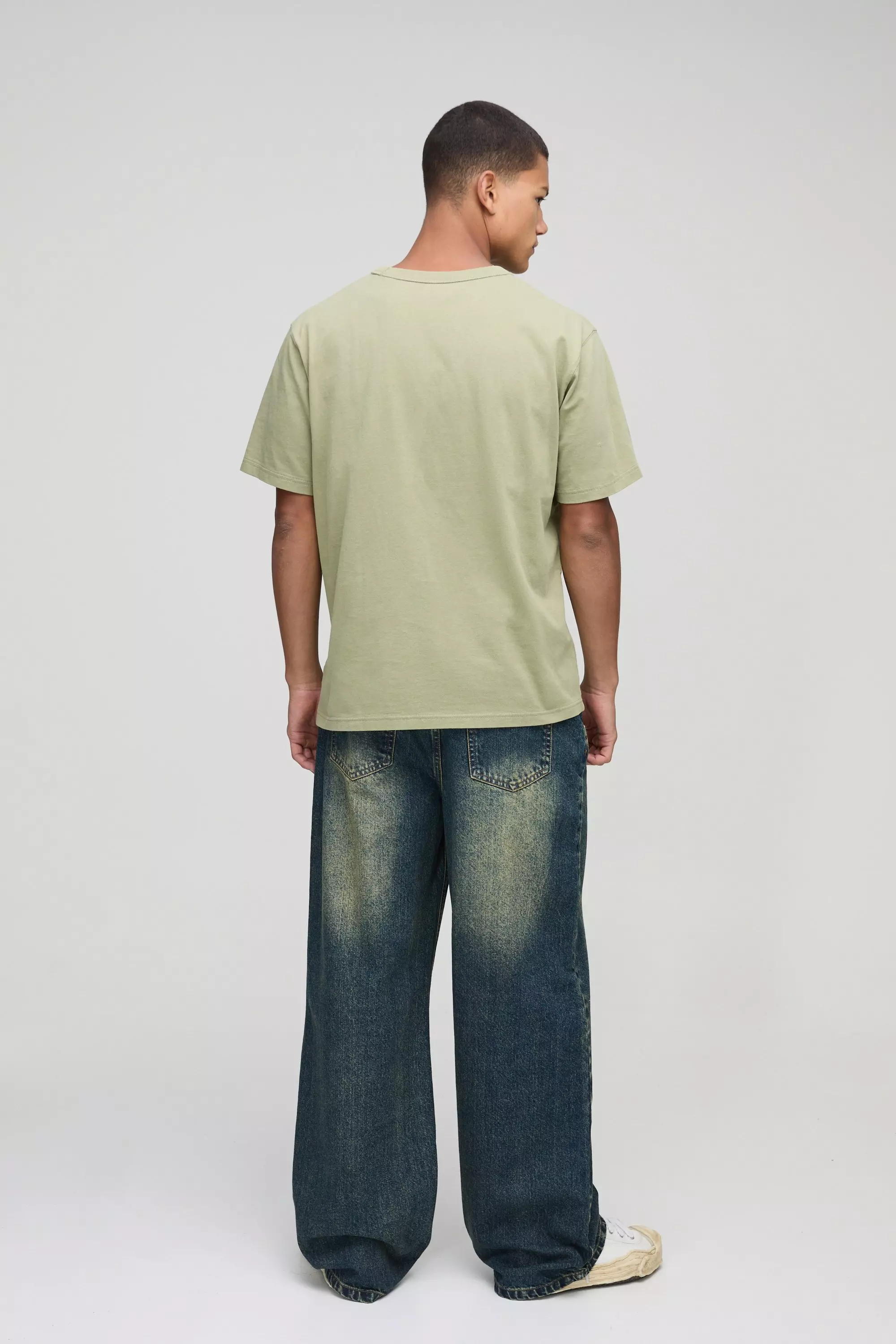 Antique wash Wide Leg Stacked Antique Washed Jeans alternative image