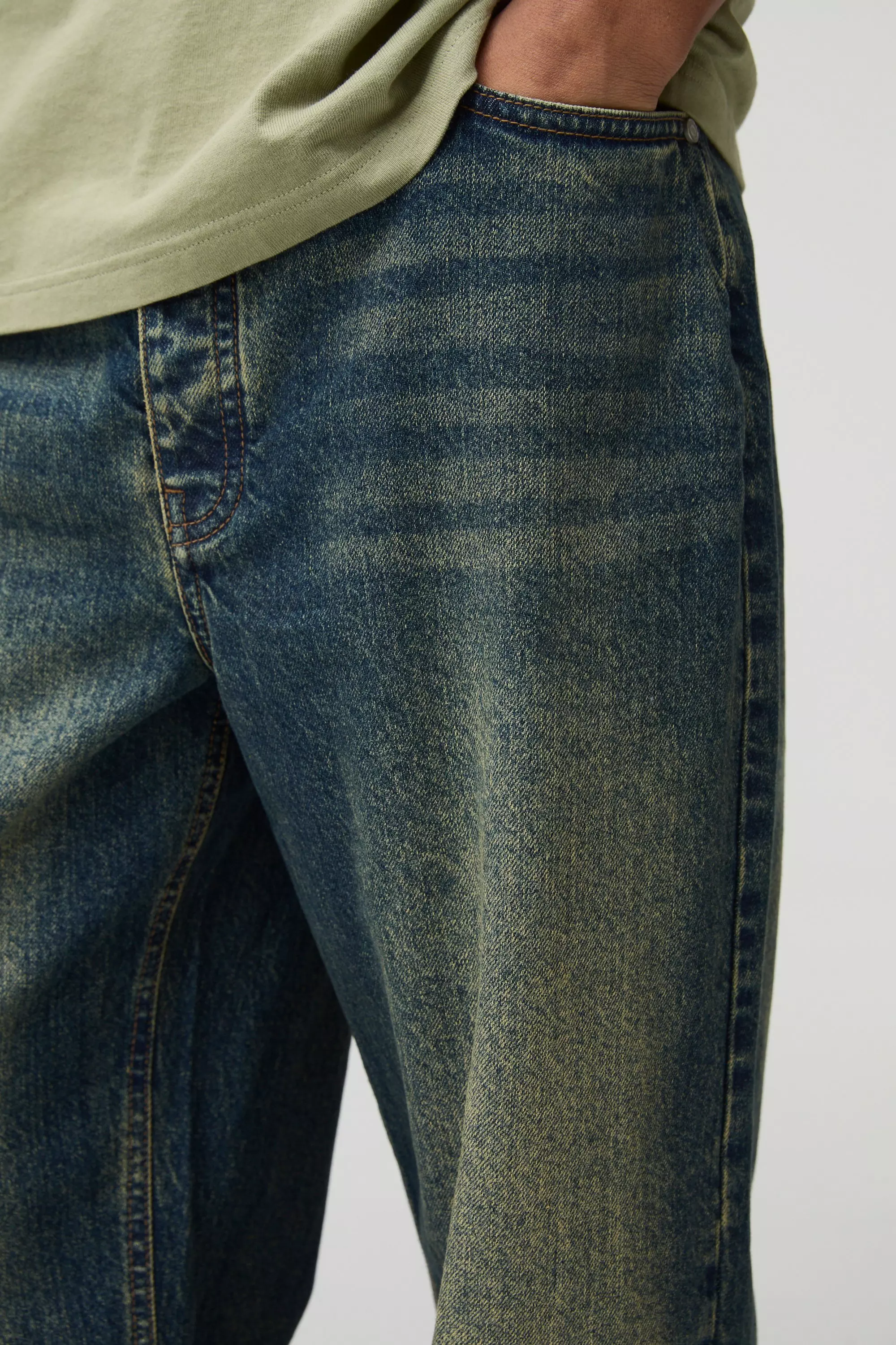 Antique wash Wide Leg Stacked Antique Washed Jeans alternative image