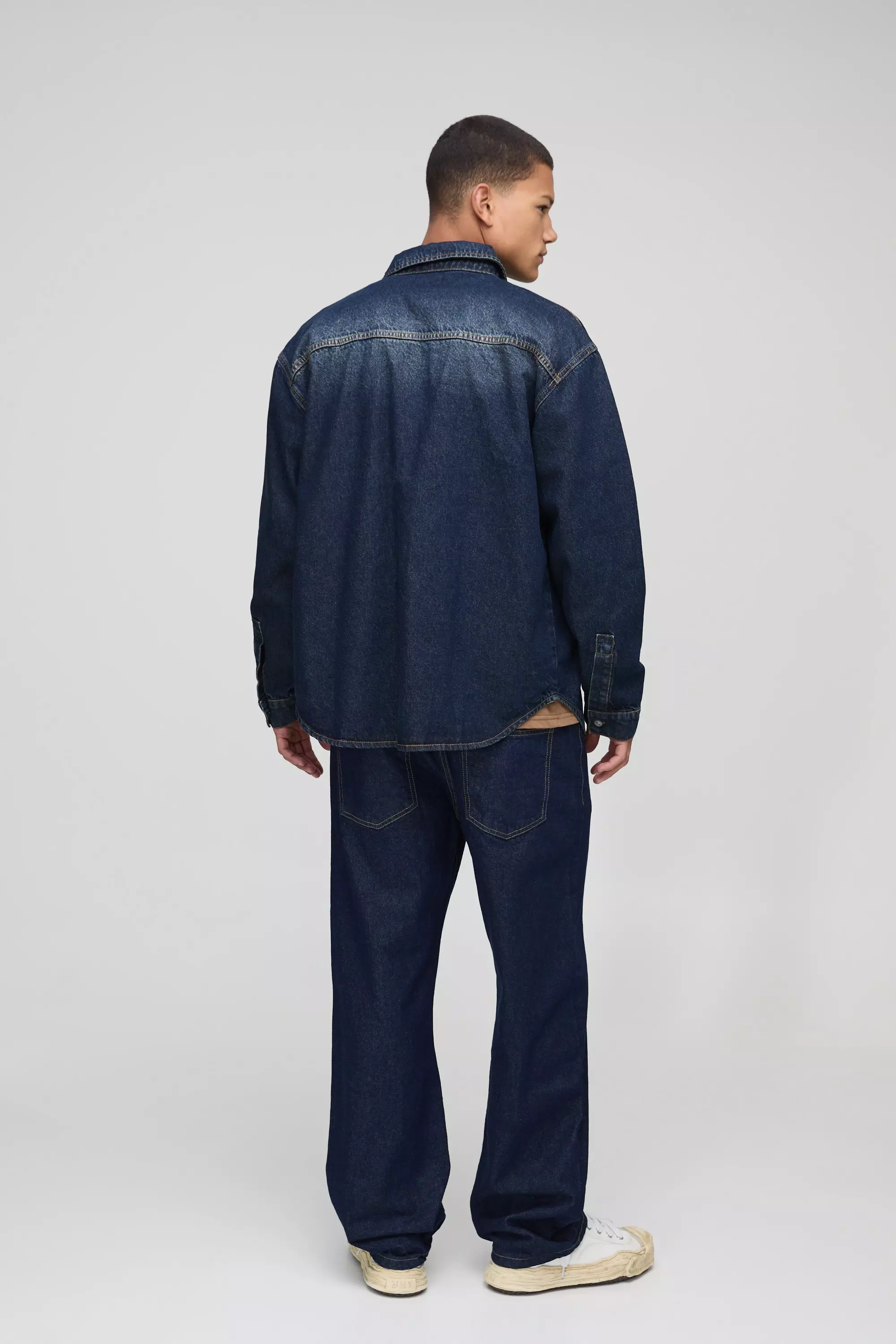 Antique wash Oversized Rigid Antique Washed Denim Shirt alternative image