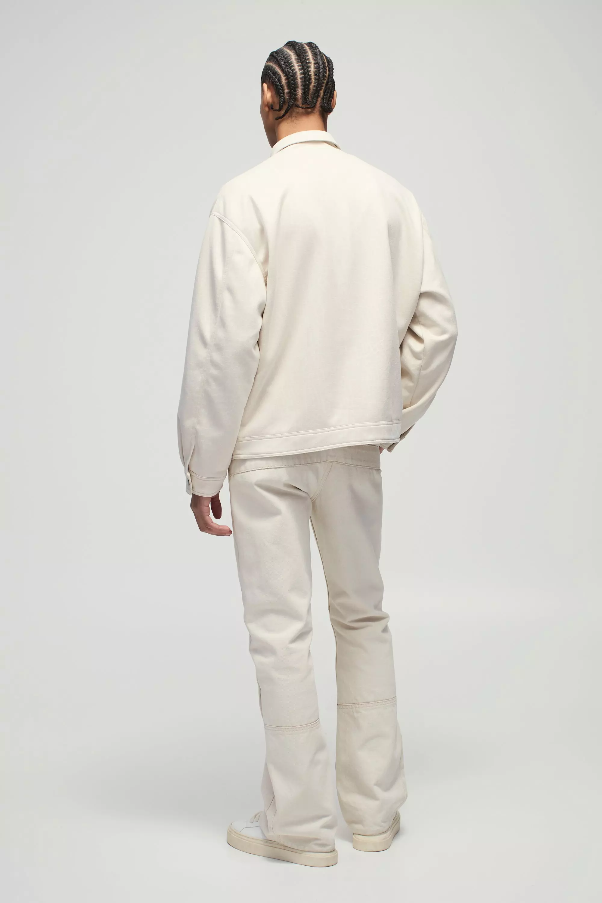 Veste charpentière oversize en synthétique croco, Ecru autre image