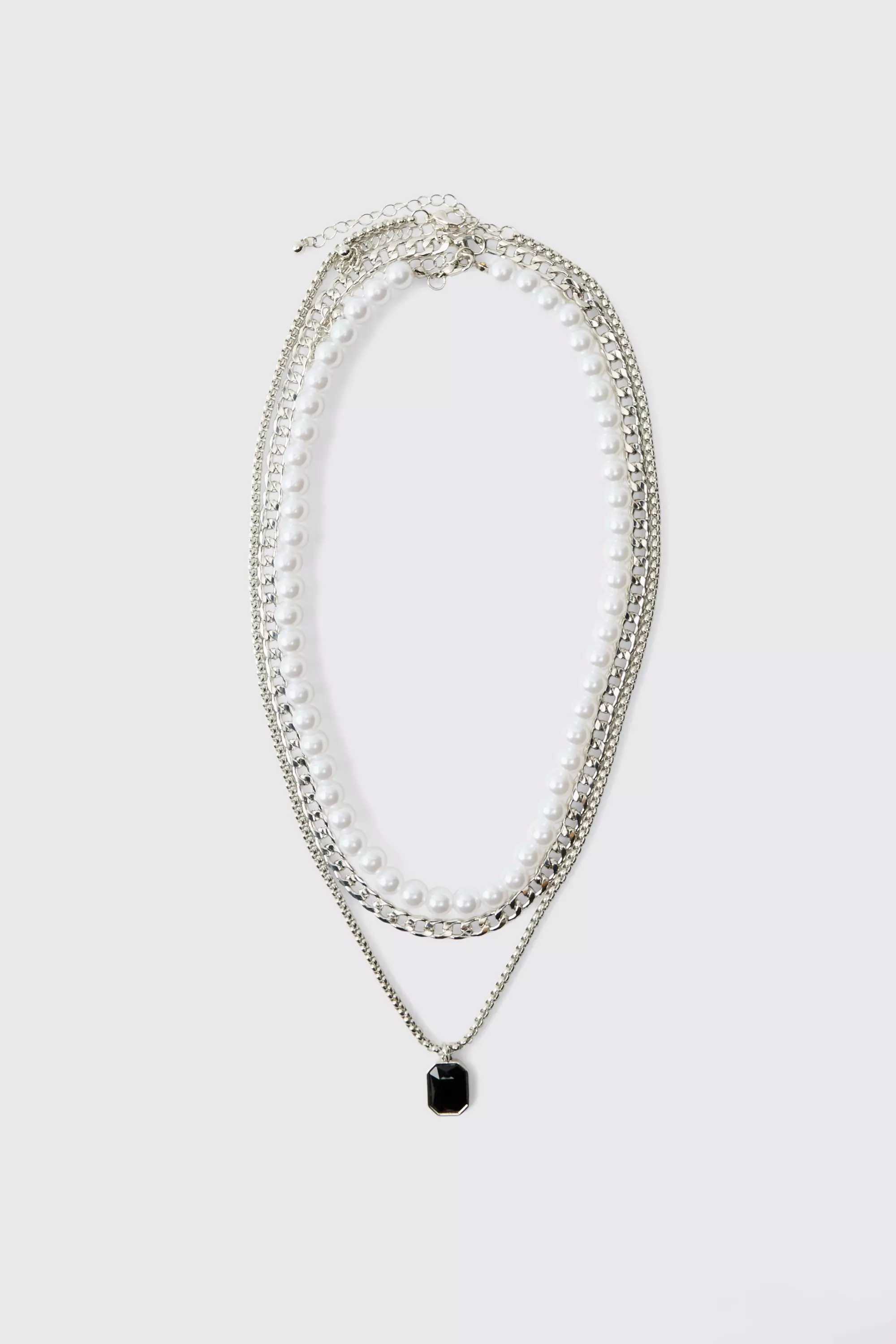 Silver Dubbele Ketting Met Steentjes alternatieve afbeelding